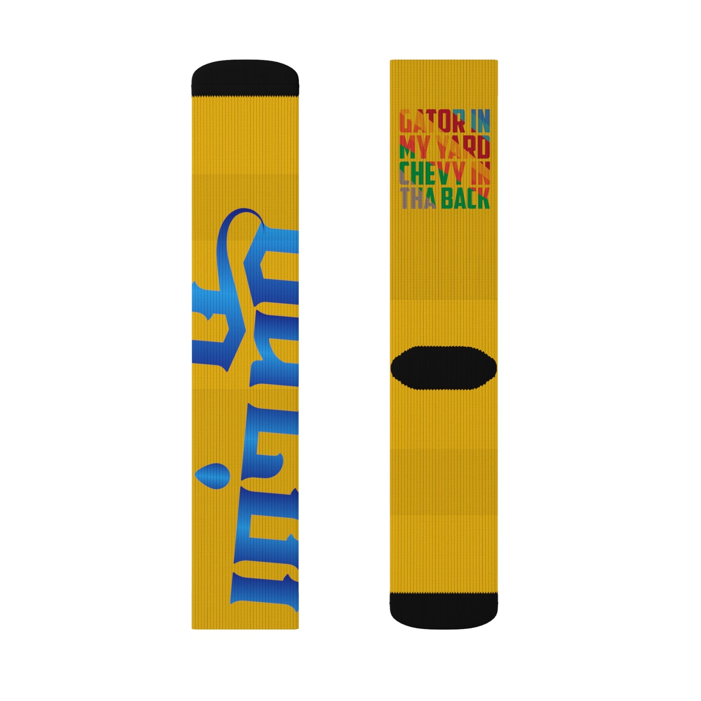 Yellow Gator Drip Supa-Heavy Excess-Stunna Hypa-Flex Limited Edition OG Flawda Mane “Gator In My Yard Chevy In Tha Back” Medium Playuz Socks