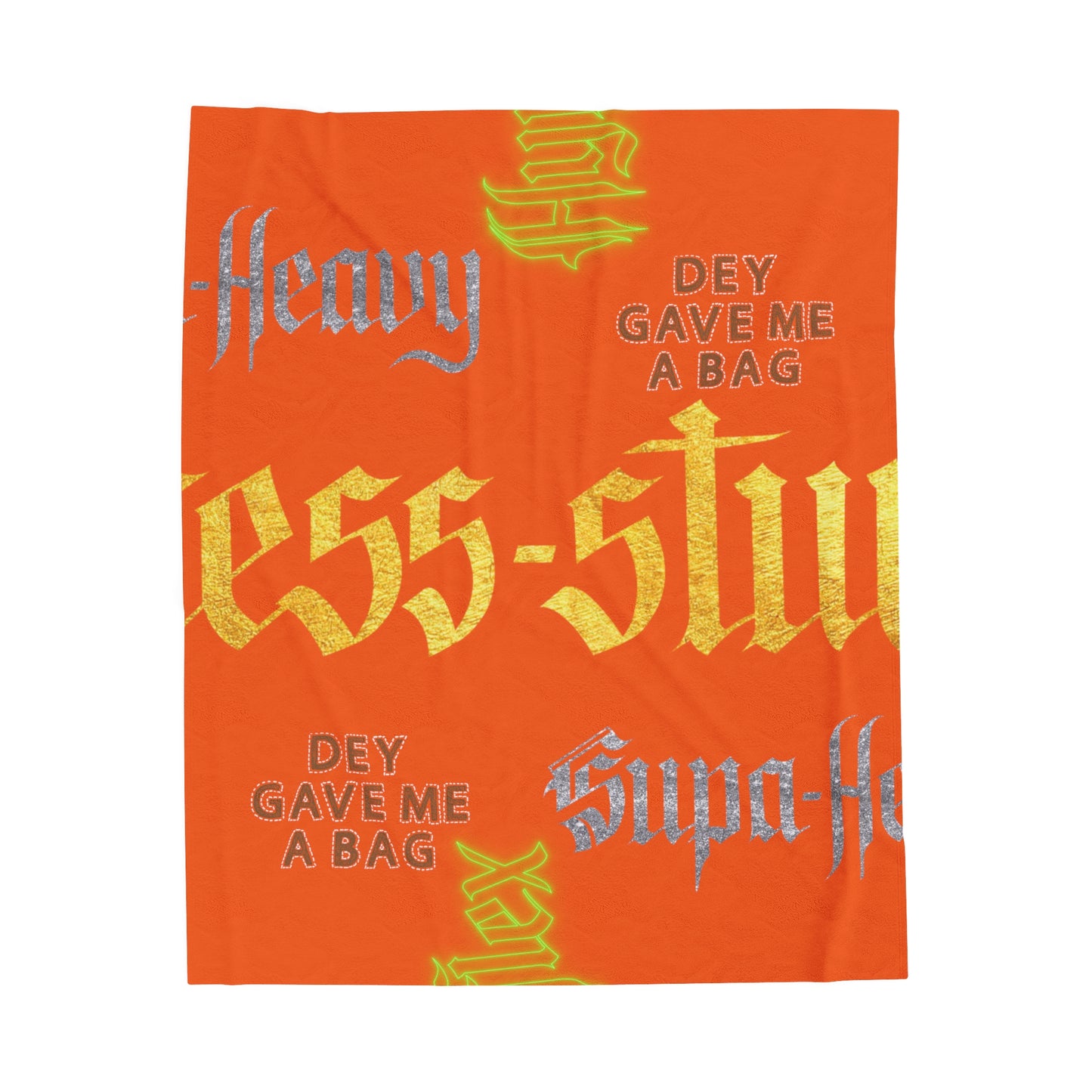Orange Gator Drip Exclusive Supa-Heavy Excess-Stunna Hypa-Flex Limited Edition OG Alligator Playuz “Dey Gave Me A Bag” Velveteen Plush Playuz Blanket
