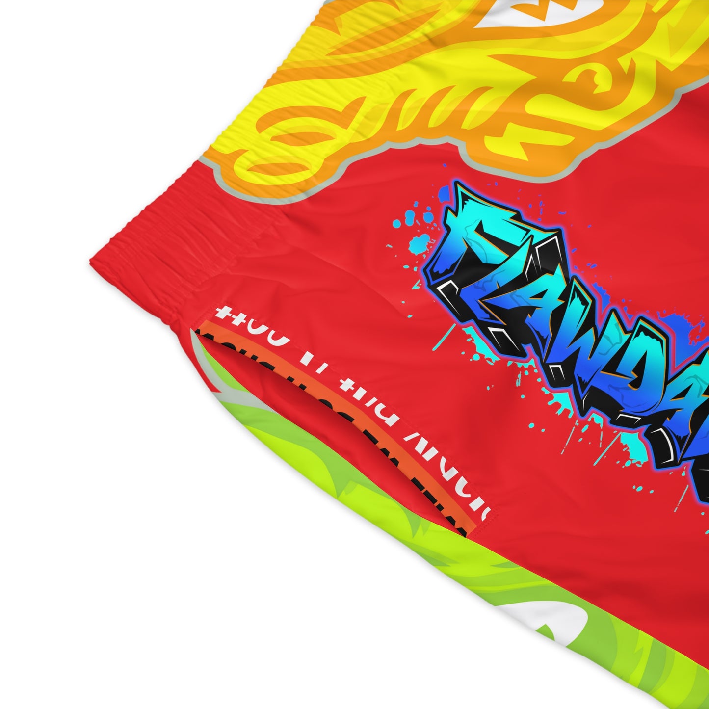 Red Flawdawear Limited Edition OG Rich Daddy “Will We Do A Show Gladly But U Gotta Pay Us In Bags G” Men’s Jogguz Playuz Shorts