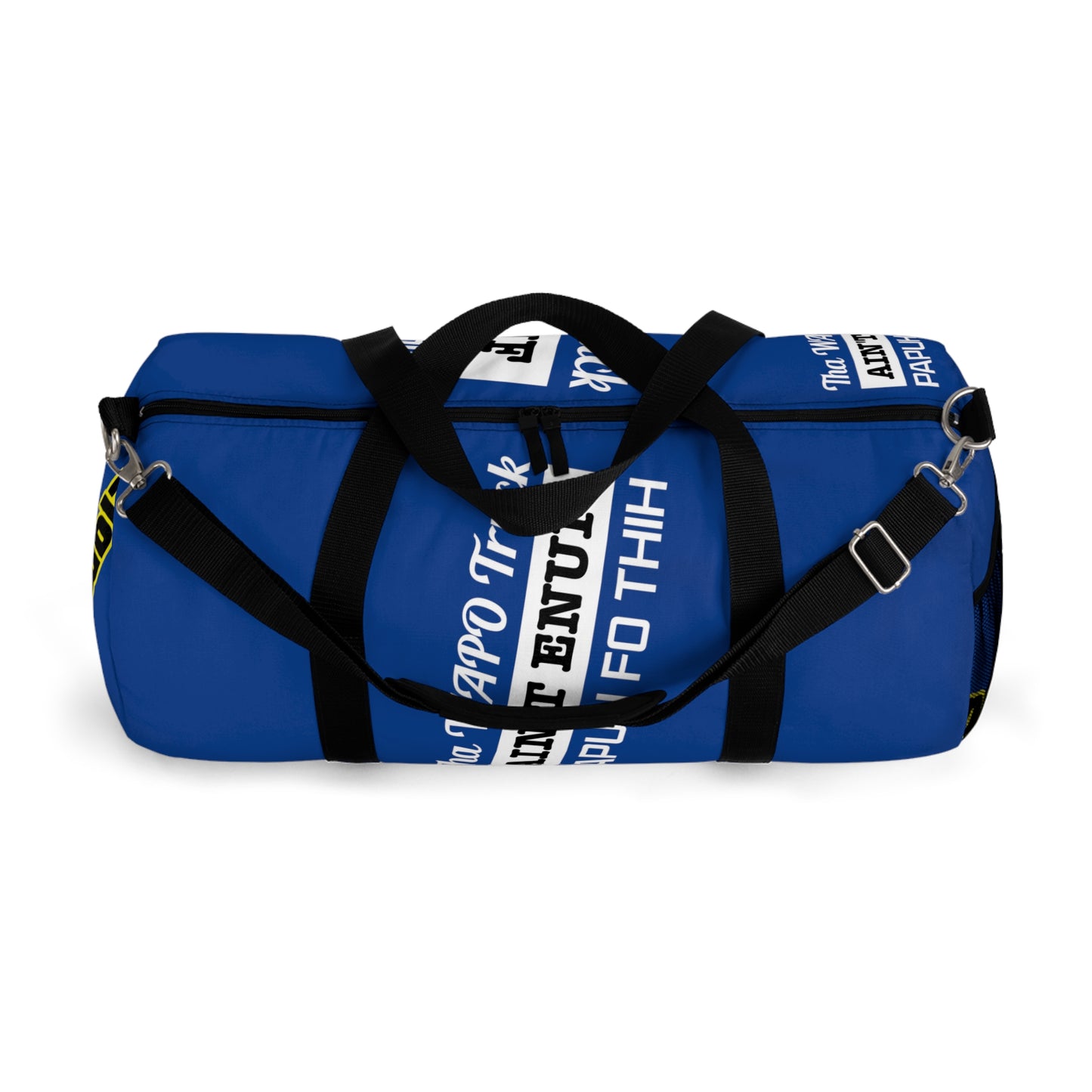 Dark Blue Flawdawear Limited Edition OG Rich Daddy “Tha WAPO Truck Ain’t Enuf Papuh Fo Thih” Large Duffle Playuz Bag