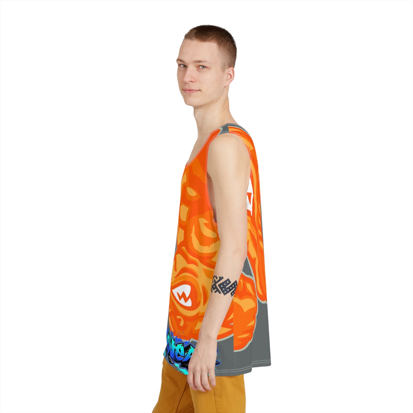 Dark Grey/Orange Flawdawear Limited Edition OG Flawda Mane “Everybody Know Me” Men’s Playuz Tank