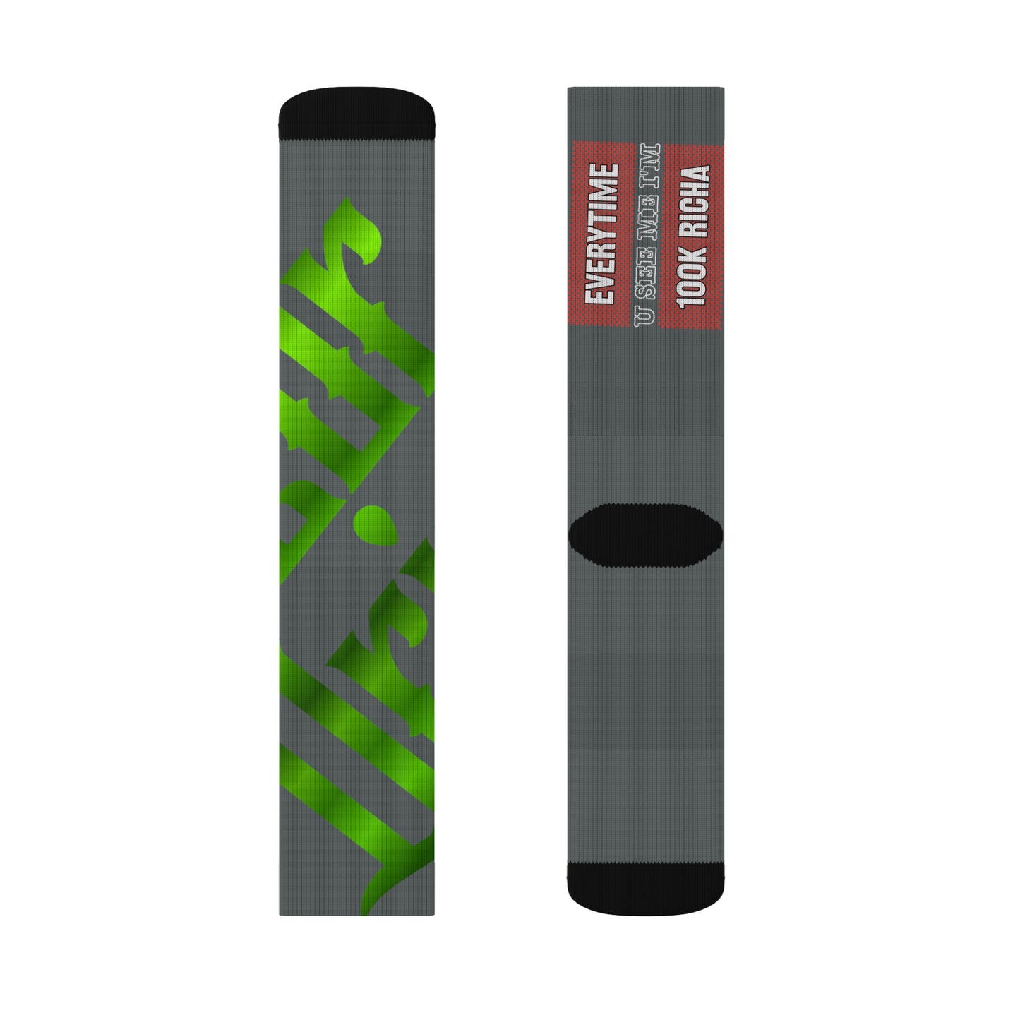 Dark Grey Gator Drip Supa-Heavy Excess-Stunna Hypa-Flex Limited Edition OG Rich Daddy “Everytime U See Me I’m 100k Richa” Medium Playuz Socks