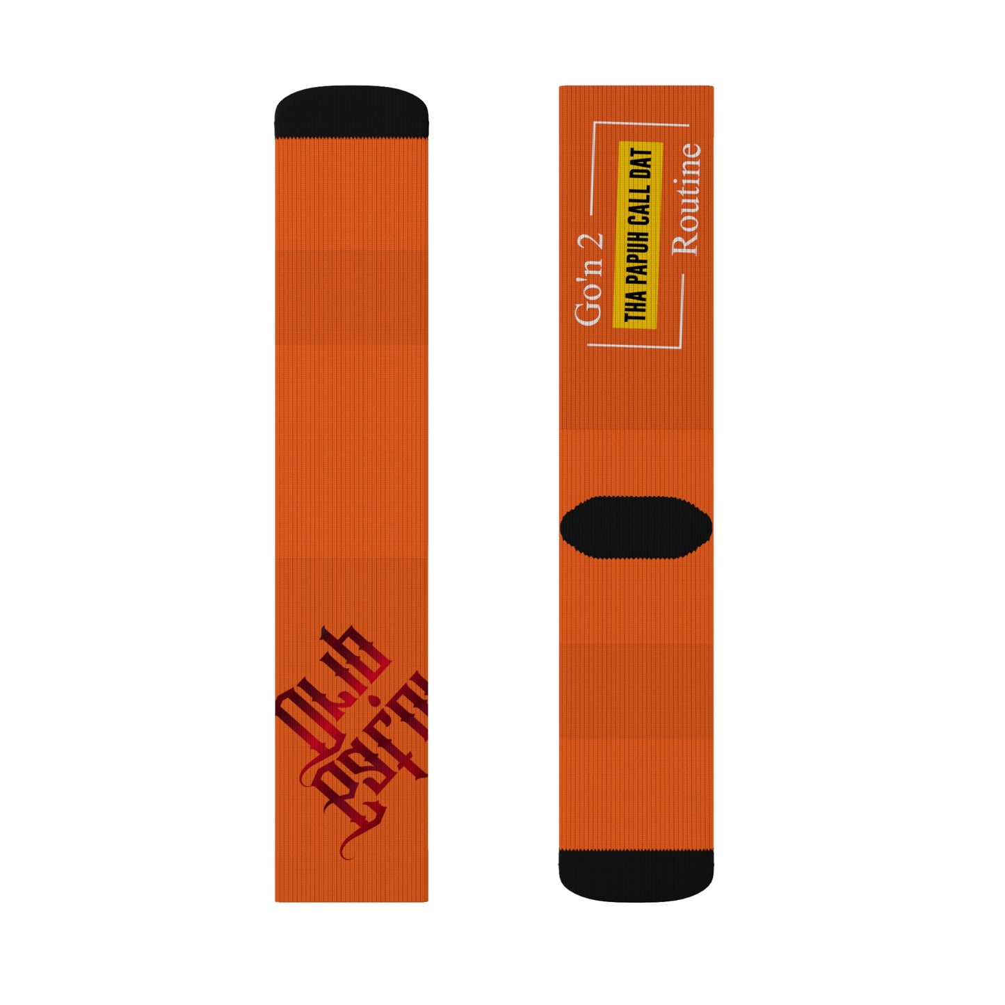 Orange Gator Drip Supa-Heavy Excess-Stunna Hypa-Flex Limited Edition OG Rich Daddy “Go’n 2 Tha Papuh Call Dat Routine” Medium Playuz Socks