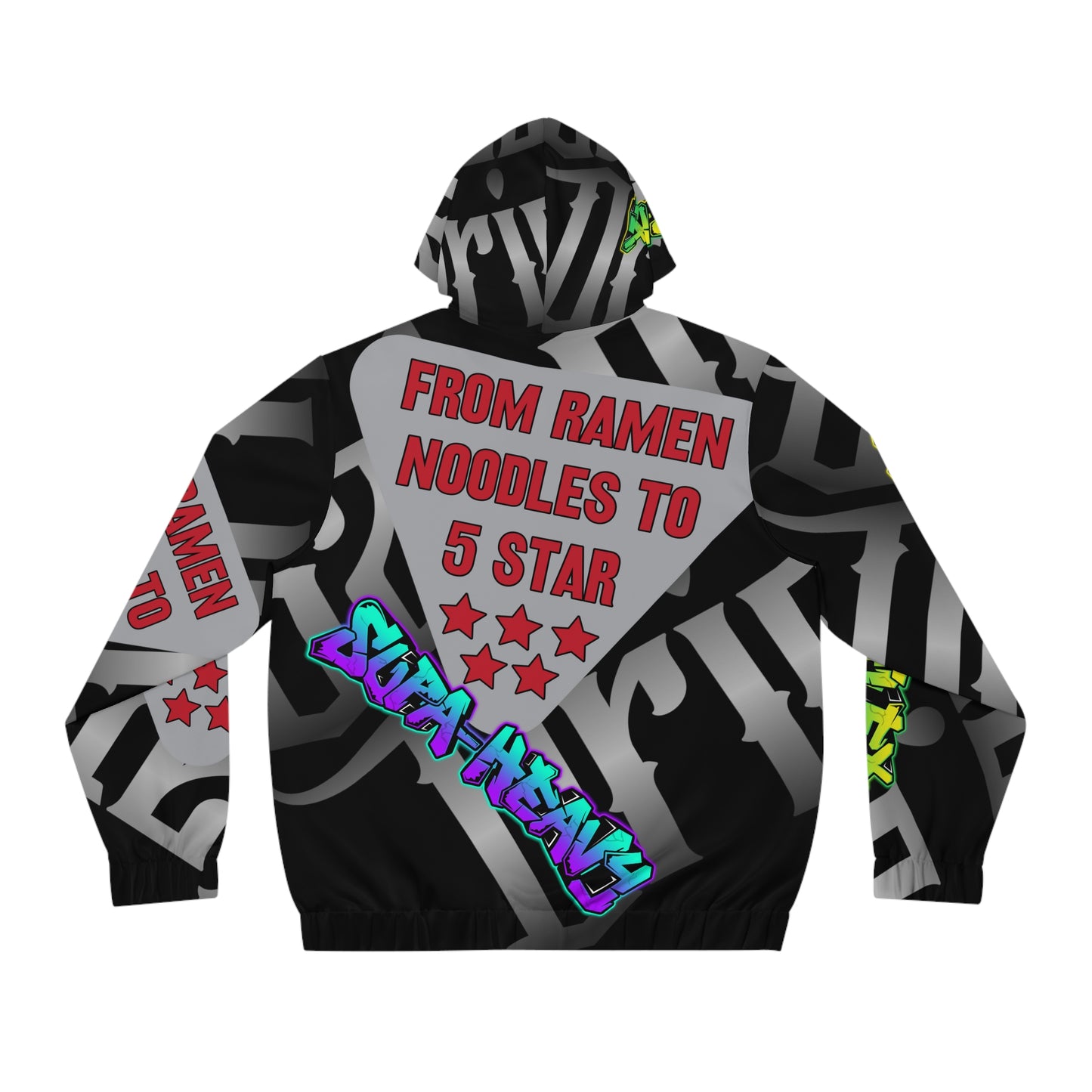 Black Gator Drip Exclusive Supa-Heavy Excess-Stunna Hypa-Flex Limited Edition OG Flawda Mane “From Ramen Noodles To 5 Star" Men’s Full Zip Playuz Hoodie