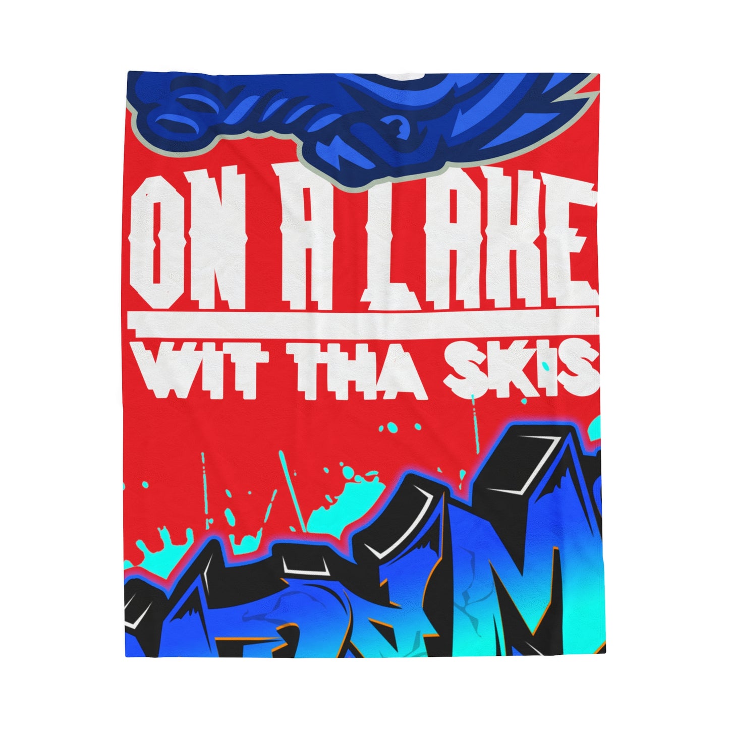 Red Flawdawear Limited Edition OG Flawda Mane “On A Lake Wit Tha Skis” Velveteen Plush Playuz Blanket