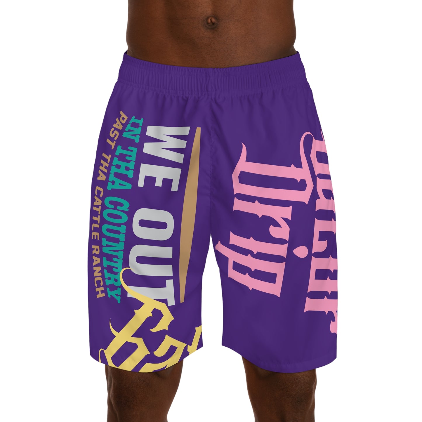 Purple Gator Drip Exclusive Supa-Heavy Excess-Stunna Flex Alligator Playuz Limited Edition OG Multi-Logo Rich Daddy “We Out In Tha Country Past Tha Cattle Ranch” Men’s Jogguz Playuz Shorts