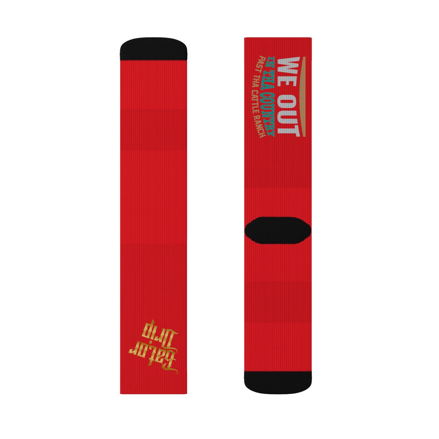 Red Gator Drip Supa-Heavy Excess-Stunna Hypa-Flex Limited Edition OG Alligator Papuh Playuz “We Out In Tha Country Past The Cattle Ranch” Medium Playuz Socks