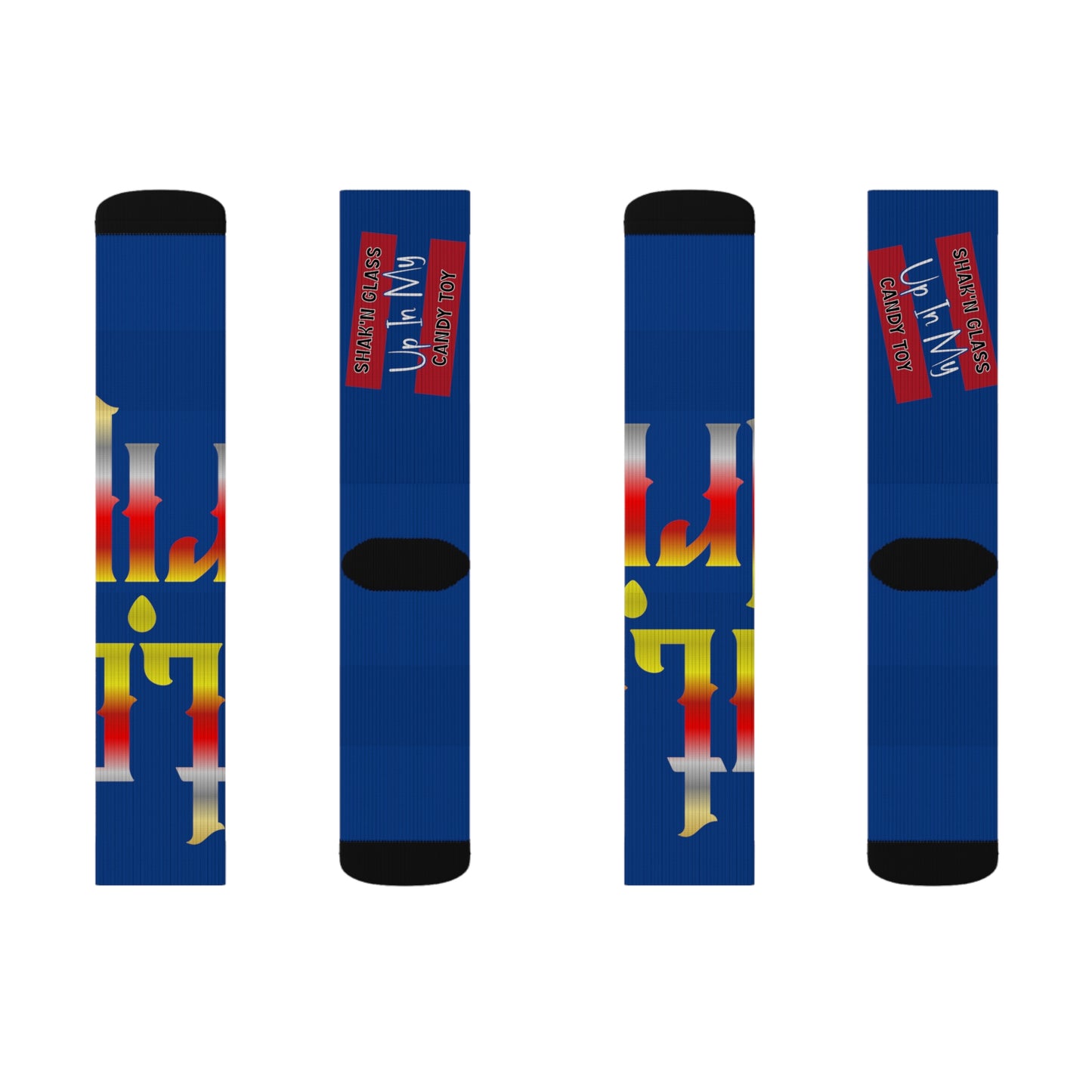 Dark Blue Gator Drip Supa-Heavy Excess-Stunna Hypa-Flex Limited Edition OG Flawda Mane “Shak’n Glass Up In My Candy Toy” Medium Playuz Socks