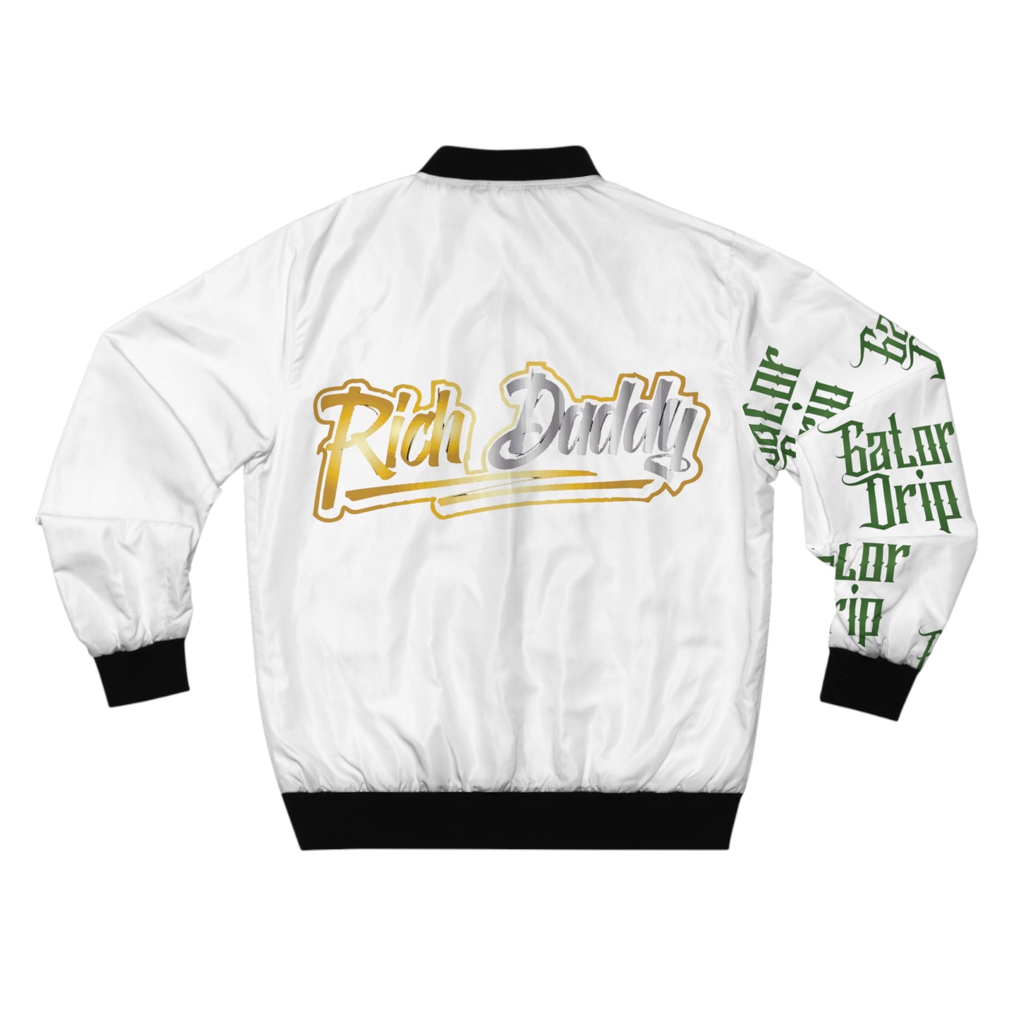 White Gator Drip Exclusive Supa-Heavy Excess-Stunna Hypa-Flex Limited Edition Rich Daddy "All White Collection" Men's Bomber Playuz Jacket
