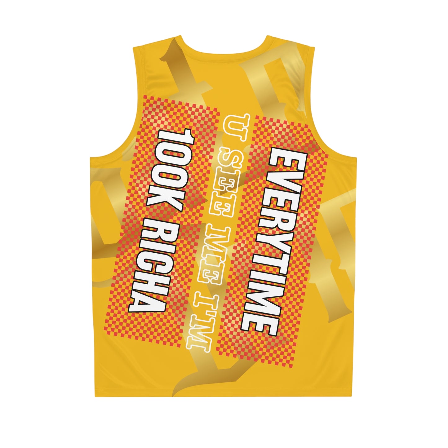 Yellow Gator Drip Exclusive Supa-Heavy Excess-Stunna Hypa-Flex Limited Edition OG Rich Daddy “Everytime U See Me I’m 100k Richa" Basketball Playuz Jersey