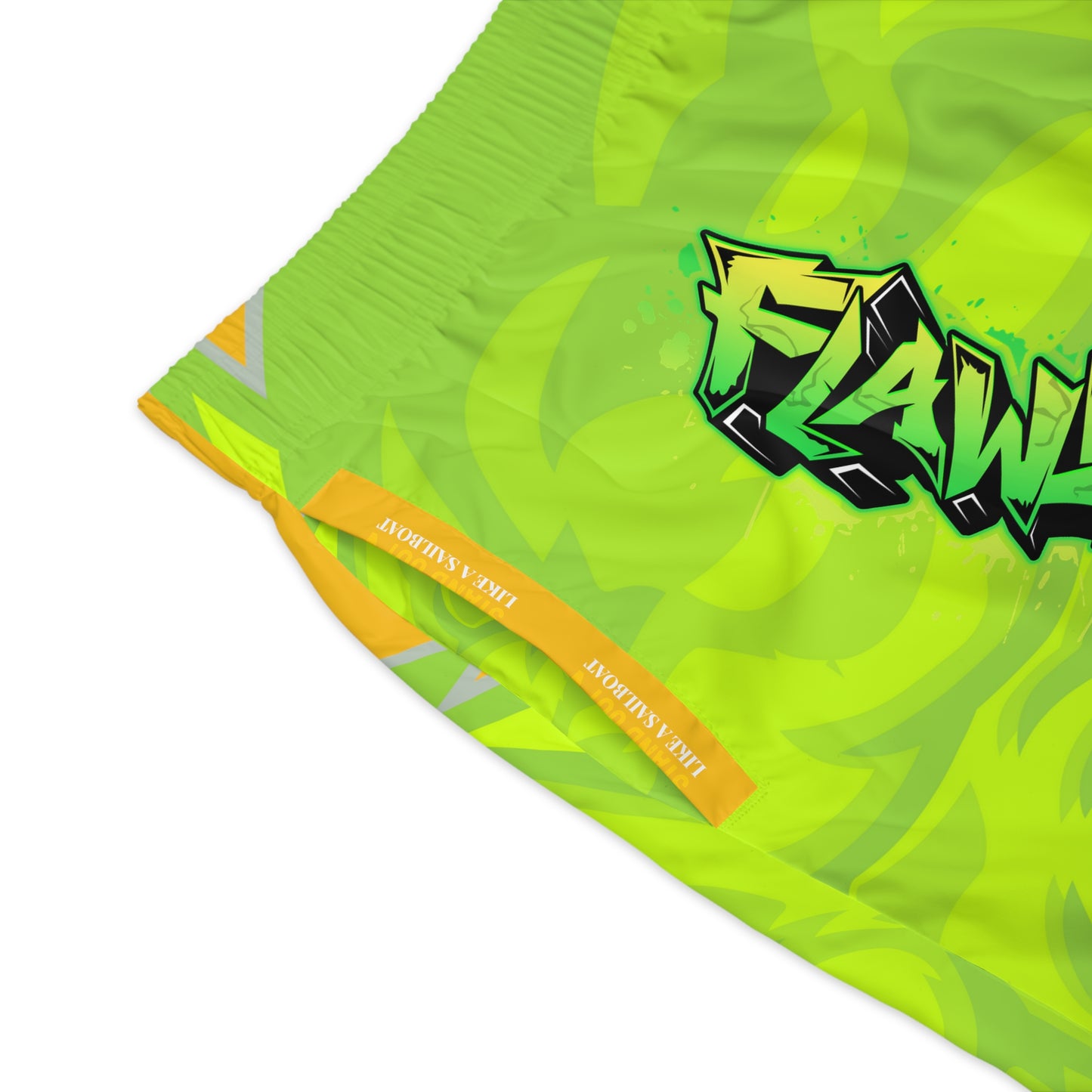 Yellow/Lime Flawdawear Limited Edition OG Flawda Mane “My Piece Stand Out Like A Sailboat” Men’s Jogguz Playuz Shorts