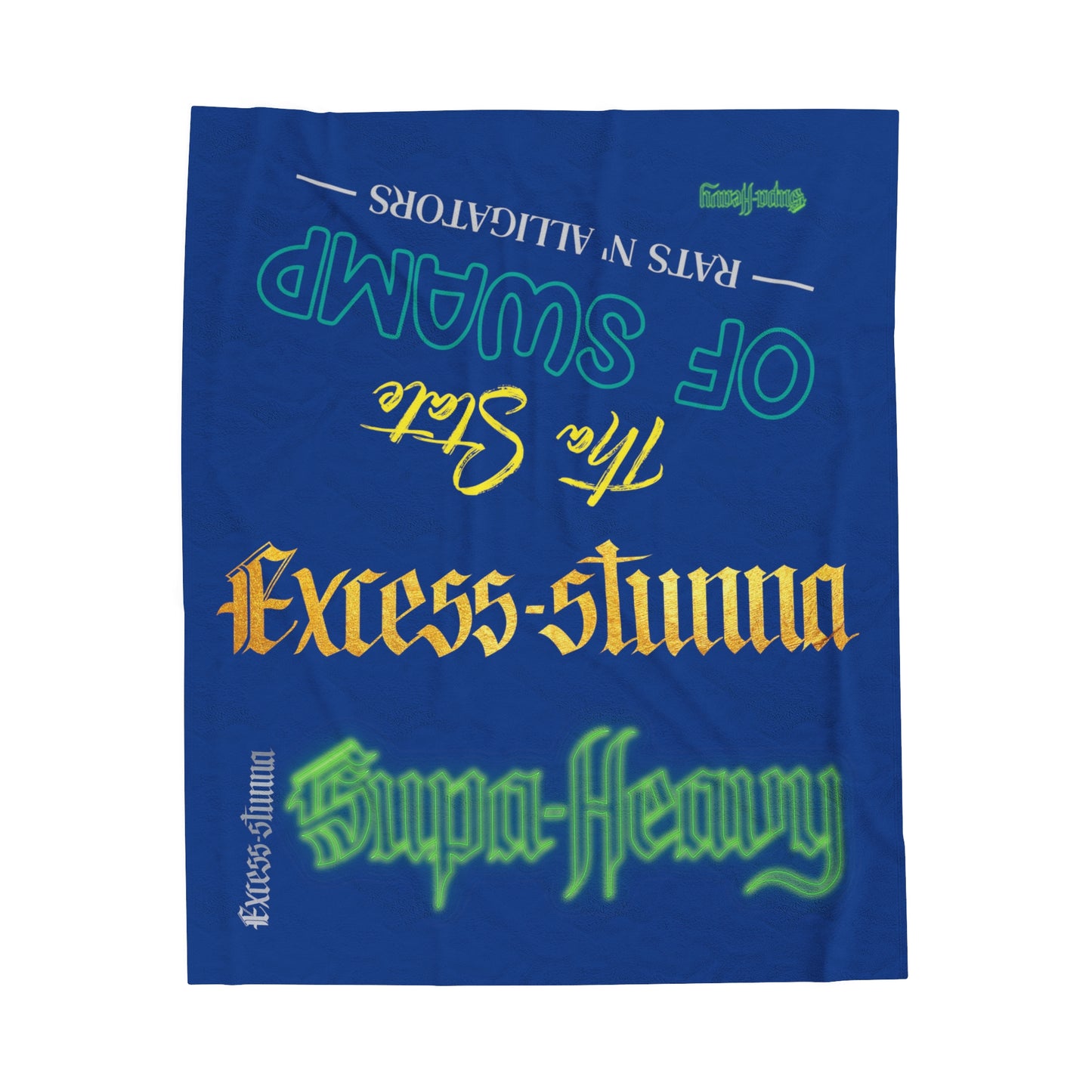 Blue Gator Drip Exclusive Supa-Heavy Excess-Stunna Hypa-Flex Limited Edition OG Flawda Mane “Tha State Of Swamp Rats N’ Alligators” Velveteen Plush Playuz Blanket