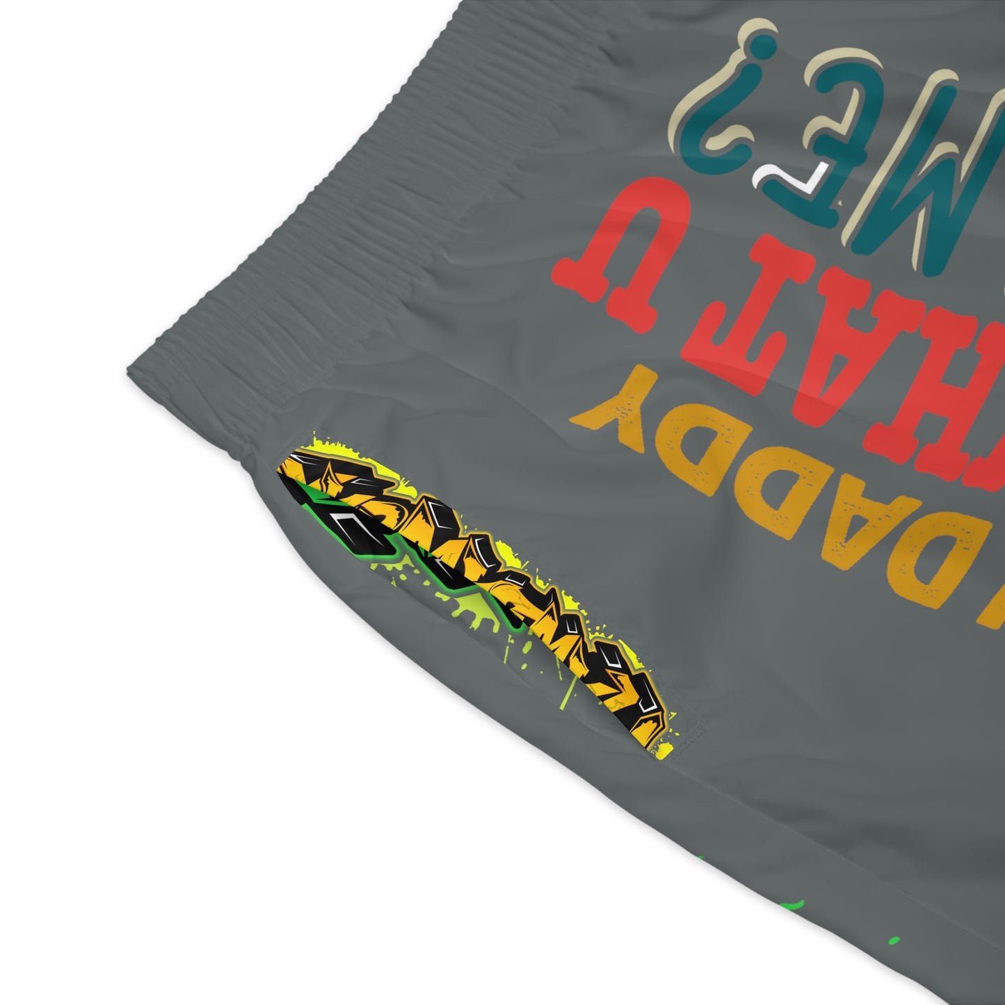 Dark Grey Flawdawear Limited Edition OG Rich Daddy “Rich Daddy AKA What U Tell’n ME?” Men’s Jogguz Playuz Shorts