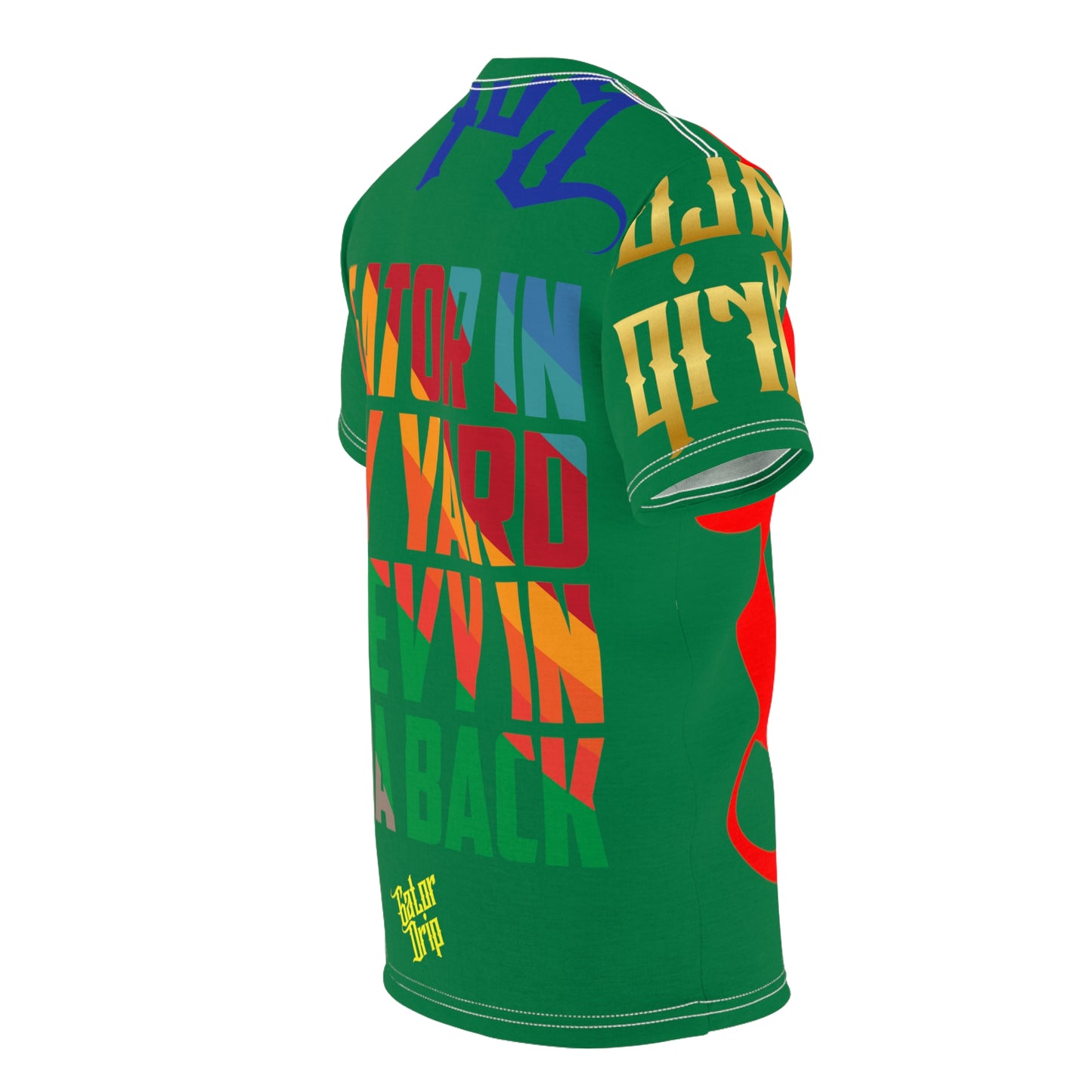 Dark Green Gator Drip Exclusive Supa-Heavy Excess-Stunna Flex Alligator Playuz Limited Edition OG Multi-Logo Flawda Mane “Gator In My Yard Chevy In Tha Back" Unisex Cut & Sew Playuz Tee