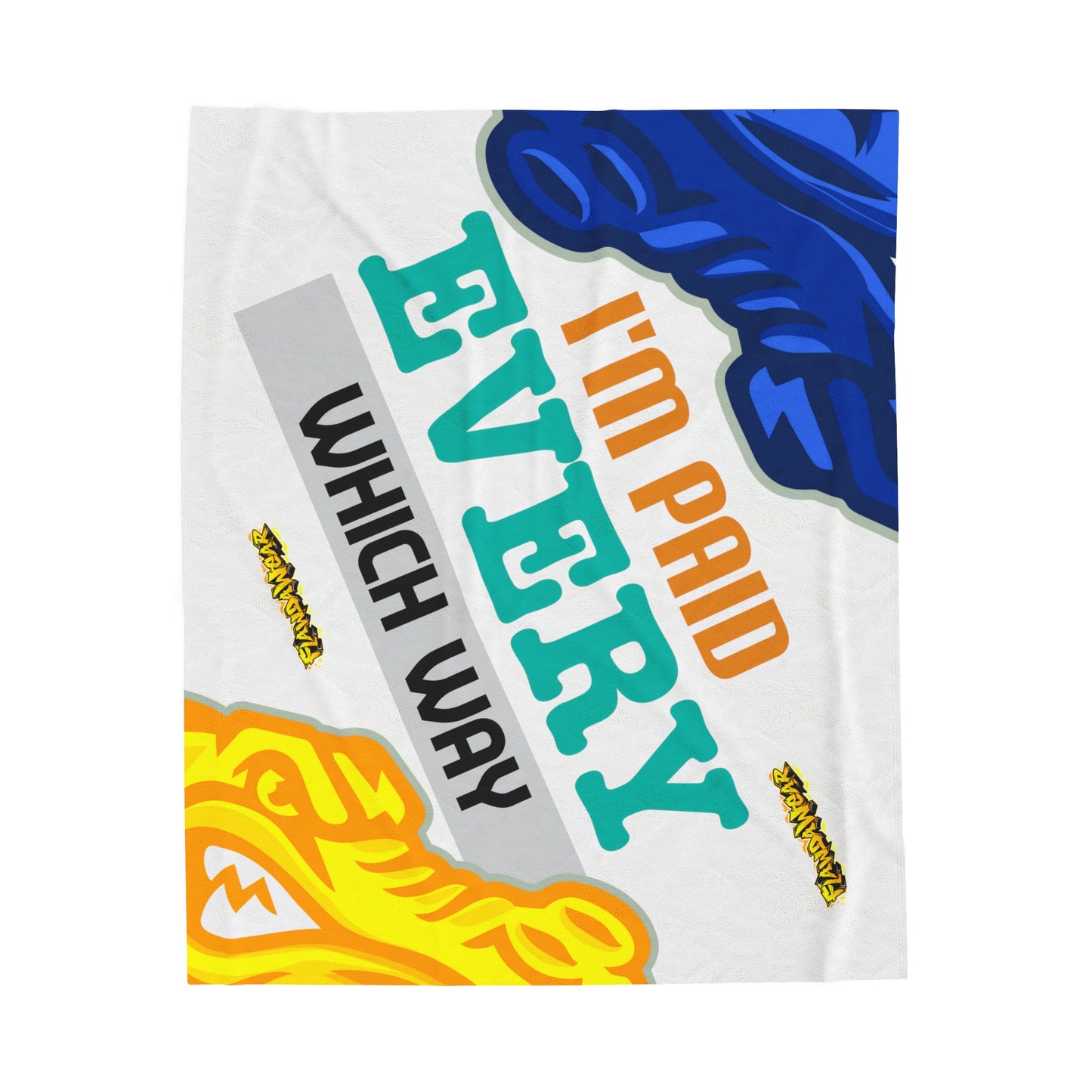 White Flawdawear Limited Edition OG Alligator Playuz “I’m Paid Every Which Way” Velveteen Plush Playuz Blanket