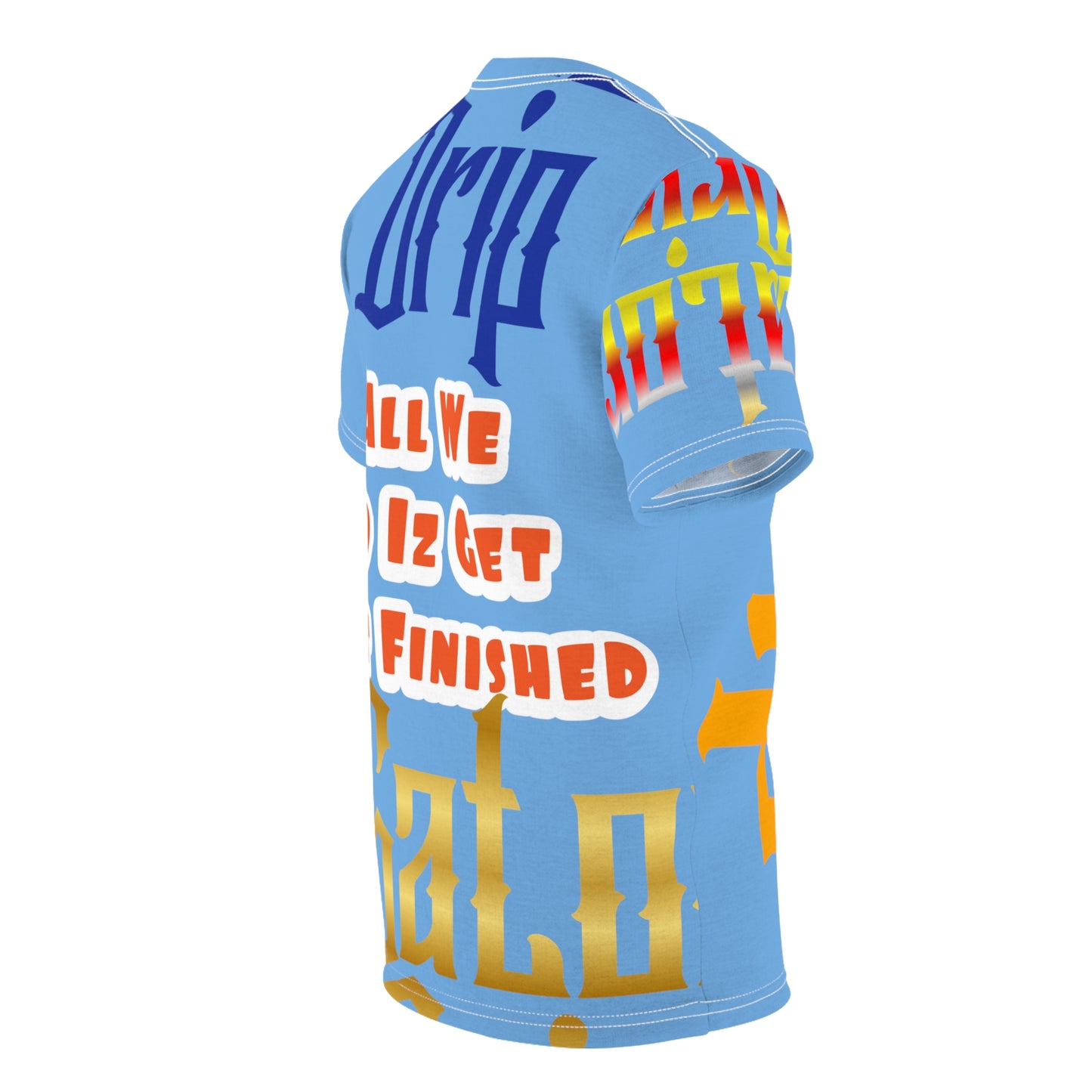 Light Blue Gator Drip Exclusive Supa-Heavy Excess-Stunna Flex Alligator Playuz Limited Edition OG Multi-Logo Alligator Papuh Playuz “All We Do Iz Get Shit Finished” Men’s Cut & Sew Playuz Tee