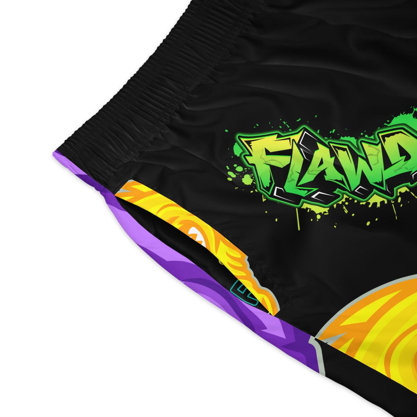 Black Flawdawear Limited Edition OG Flawda Mane “Tha State Of Swamp Rats N’ Alligators” Men’s Jogguz Playuz Shorts