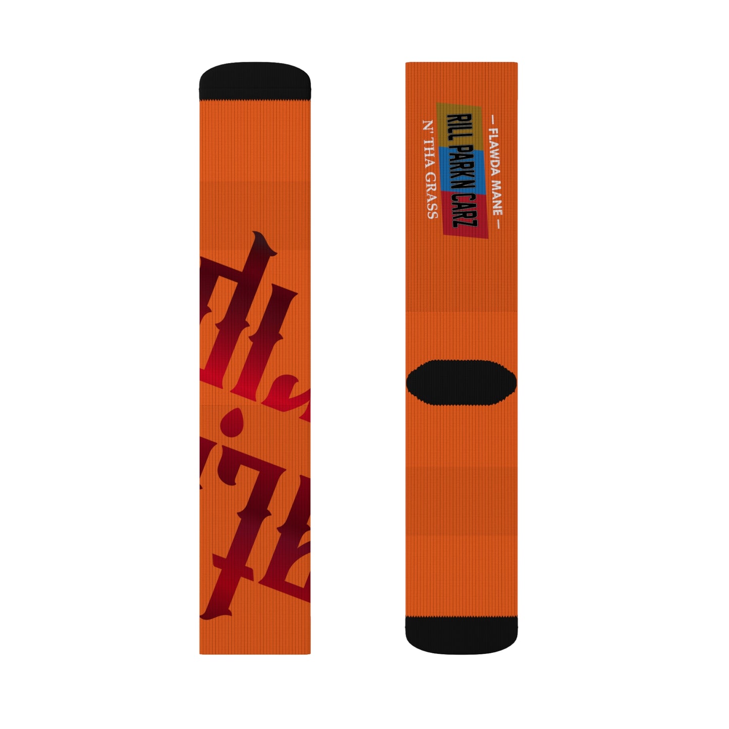 Orange Gator Drip Supa-Heavy Excess-Stunna Hypa-Flex Limited Edition OG Flawda Mane “Flawda Mane Rill Park’n Carz On Tha Grass” Medium Playuz Socks