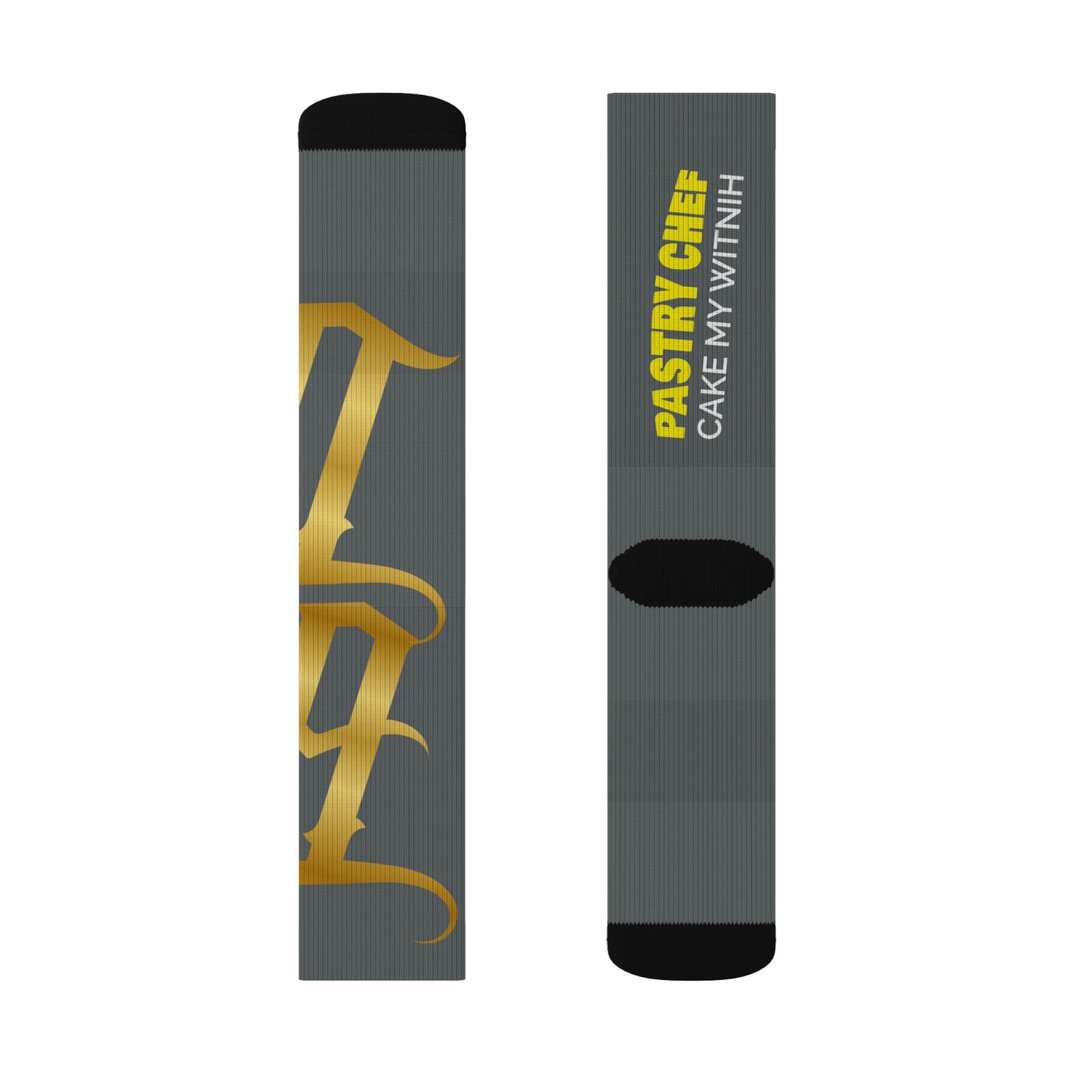 Dark Grey Gator Drip Supa-Heavy Excess-Stunna Hypa-Flex Limited Edition OG Rich Daddy “Pastry Chef Cake My Witnih” Medium Playuz Socks