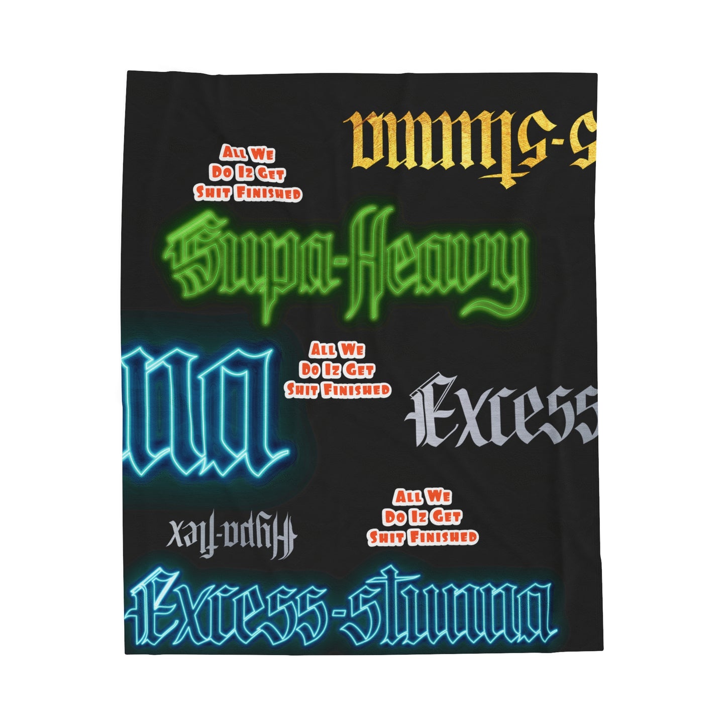 Black Gator Drip Exclusive Supa-Heavy Excess-Stunna Hypa-Flex Limited Edition OG Alligator Playuz “All We Do Iz Get Shit Finished” Velveteen Plush Playuz Blanket