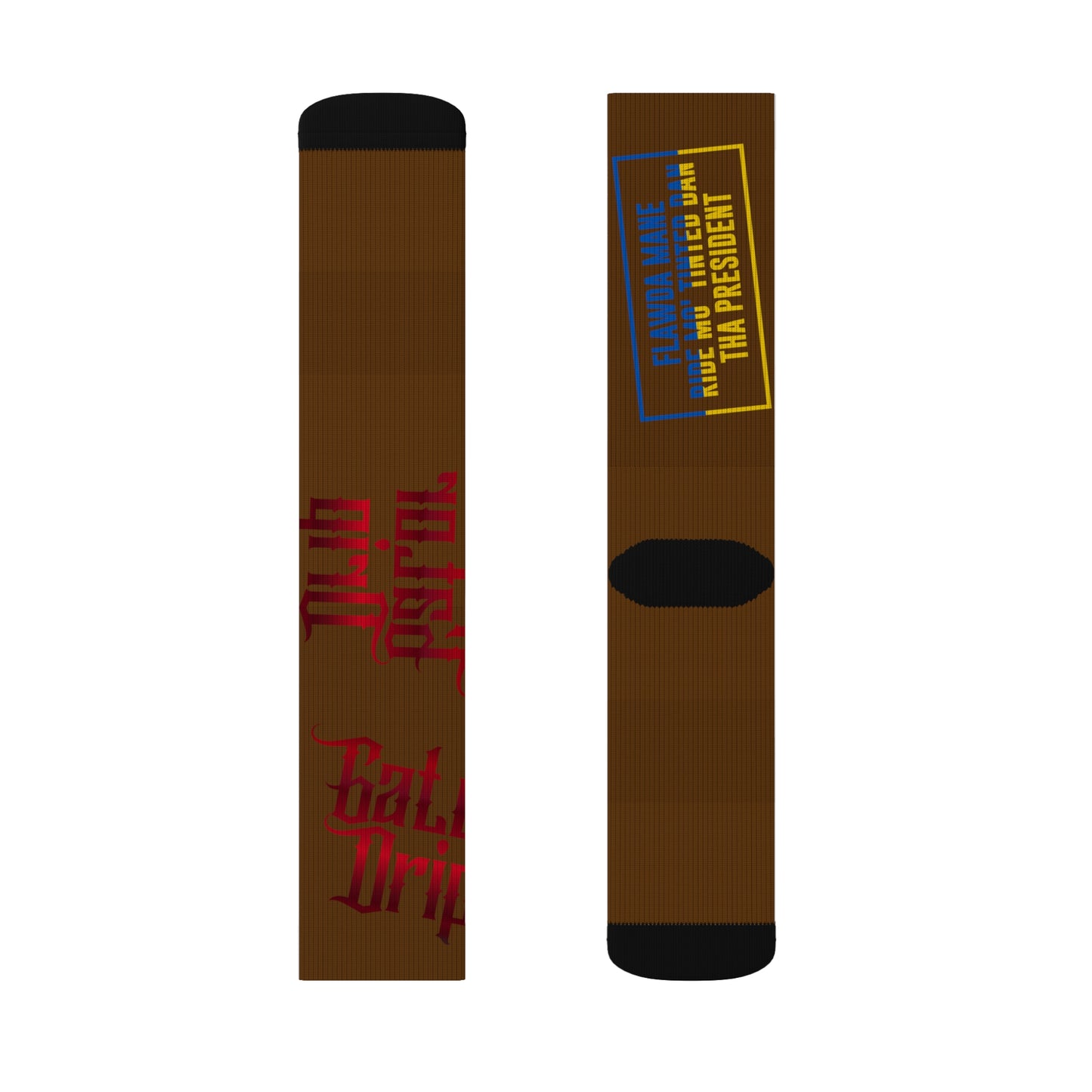 Brown Gator Drip Supa-Heavy Excess-Stunna Hypa-Flex Limited Edition OG Alligator Flawda Mane “Flawda Mane Ride Mo’ Tinted Dan Tha President” Medium Playuz Socks
