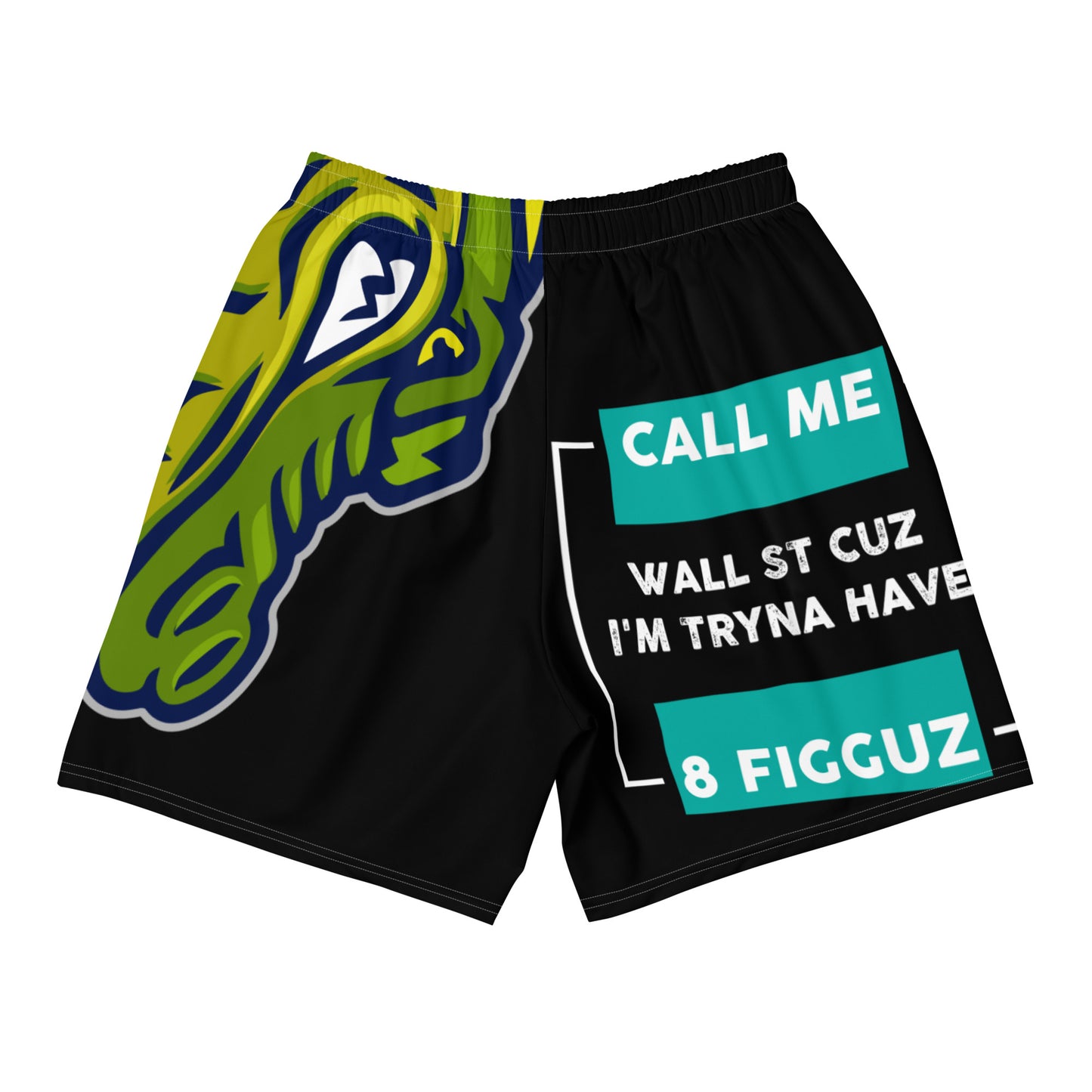 Black Flawdawear Limited Edition OG Flawda Mane “Call Me Wall St Cuz I’m Tryna Have 8 Figguz” Men’s Athletic Playuz Shorts