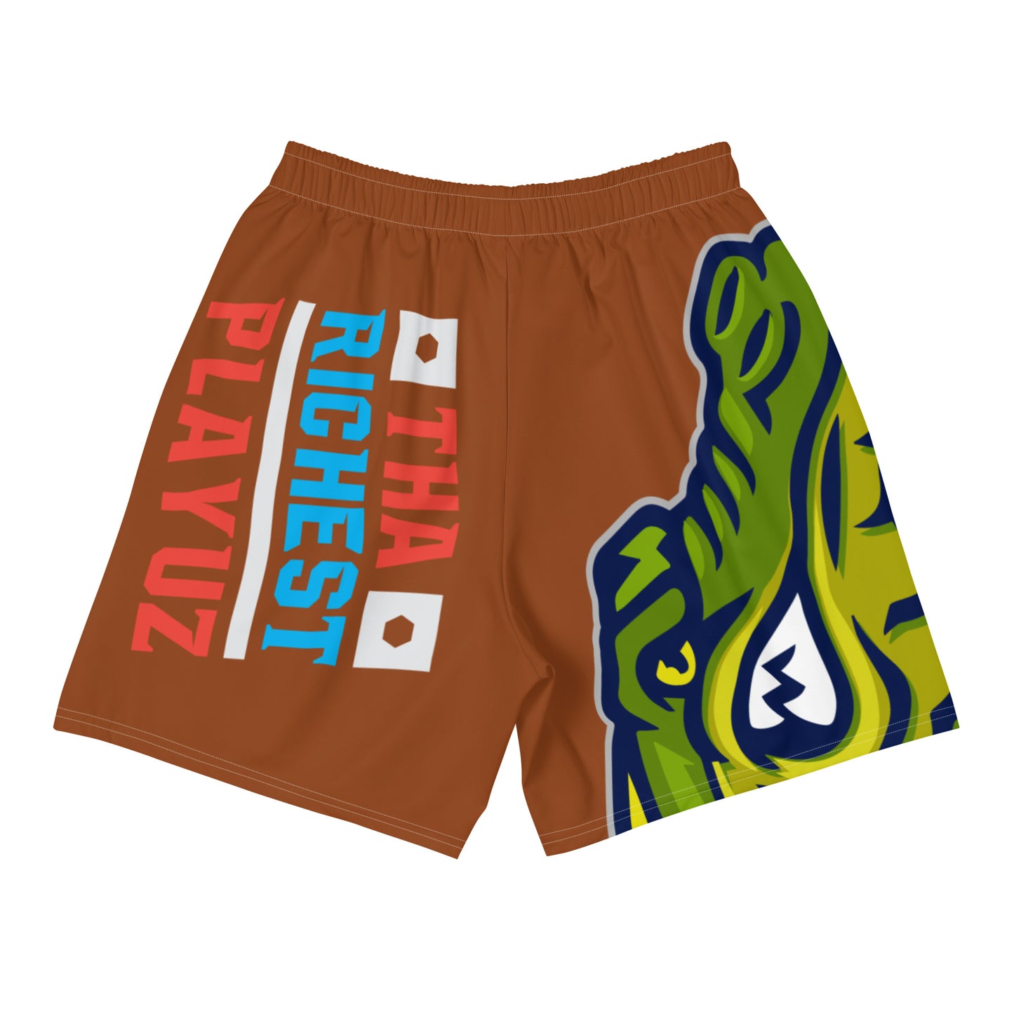 Saddle Brown Flawdawear Limited Edition OG Alligator Playuz “The Richest Playuz” Men’s Athletic Playuz Shorts