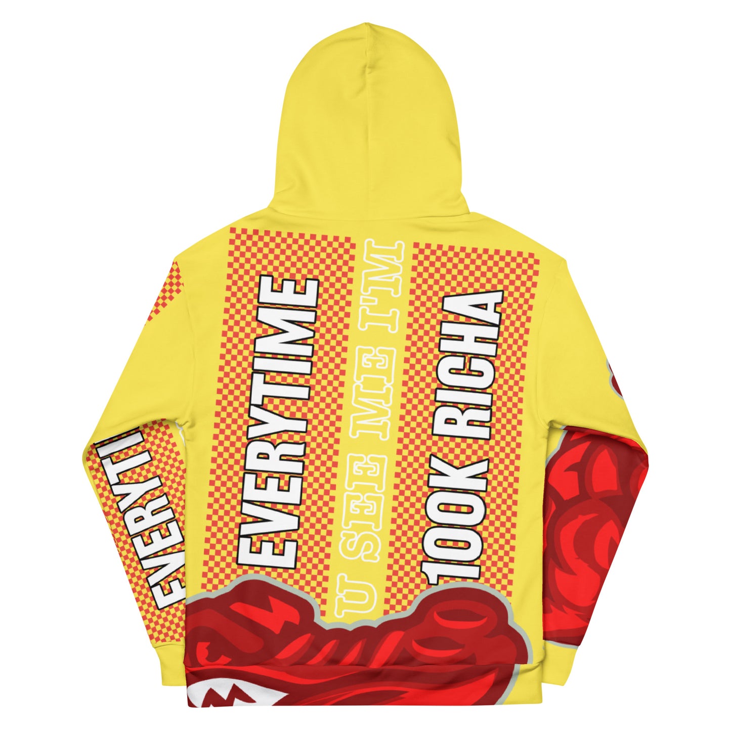 Yellow Flawdawear Limited Edition OG Rich Daddy “Everytime U See Me I’m 100K Richa” Unisex Playuz Sweatshirt