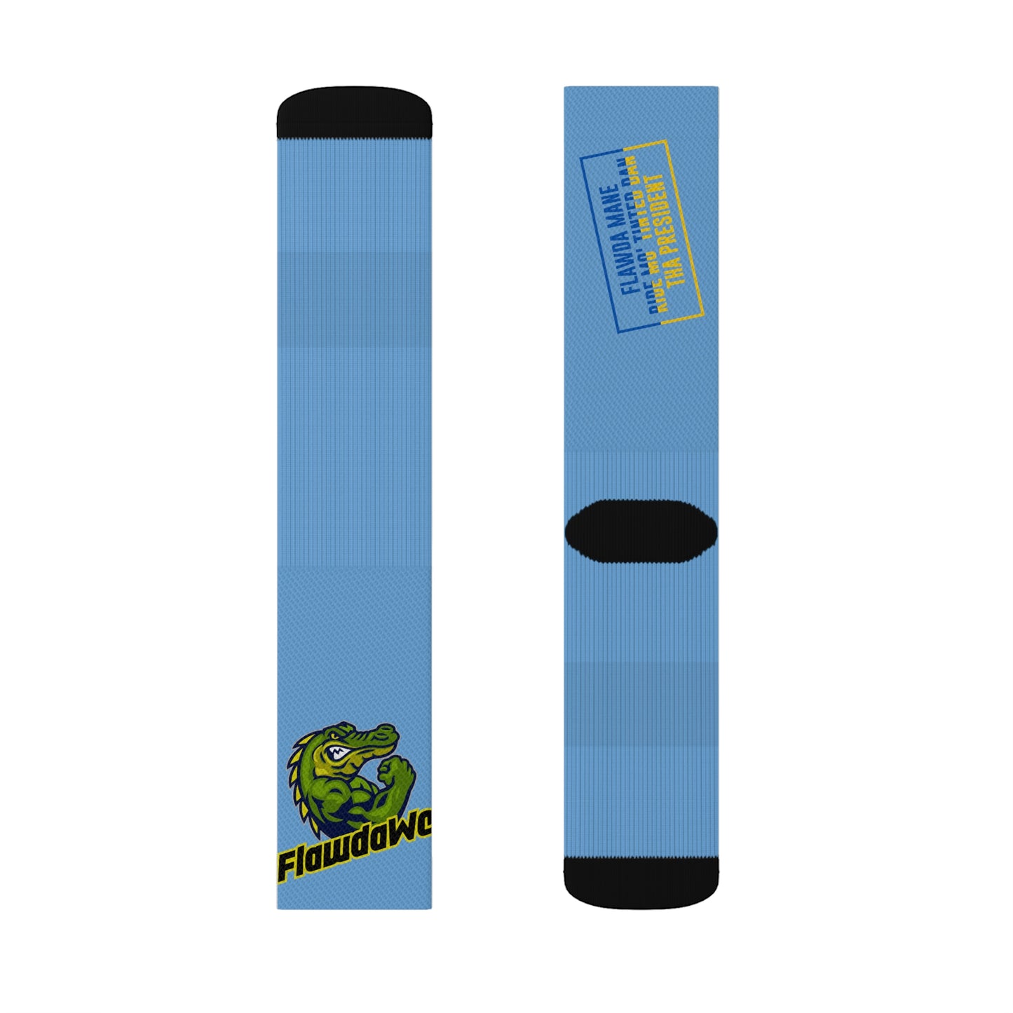 Light Blue Flawdawear Limited Edition OG Flawda Mane “Flawda Mane Rid’n Mo’ Tinted Dan Tha President” Medium Playuz Socks