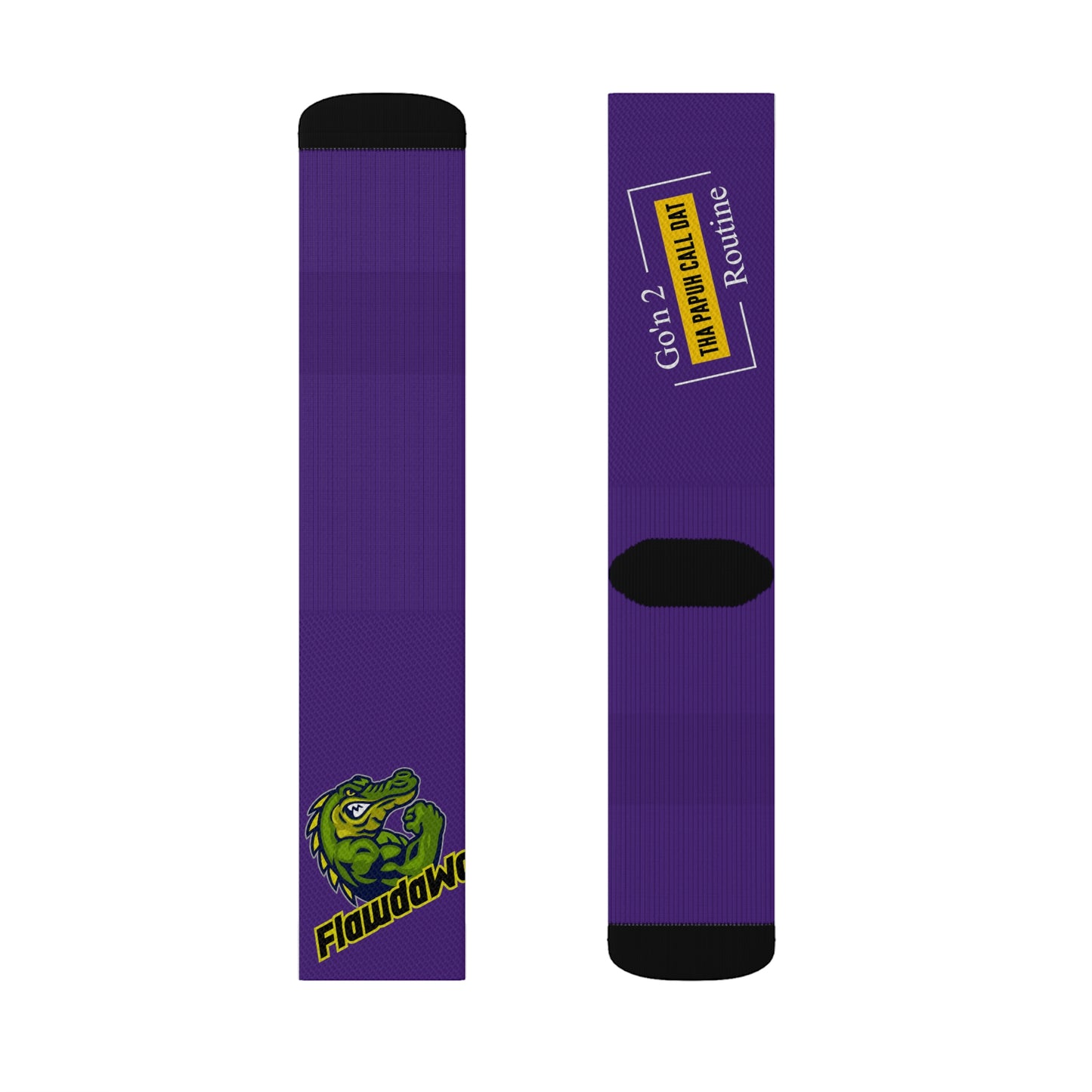 Purple Flawdawear Limited Edition OG Rich Daddy “Go’n 2 Tha Papuh Call Dat Routine” Medium Playuz Socks