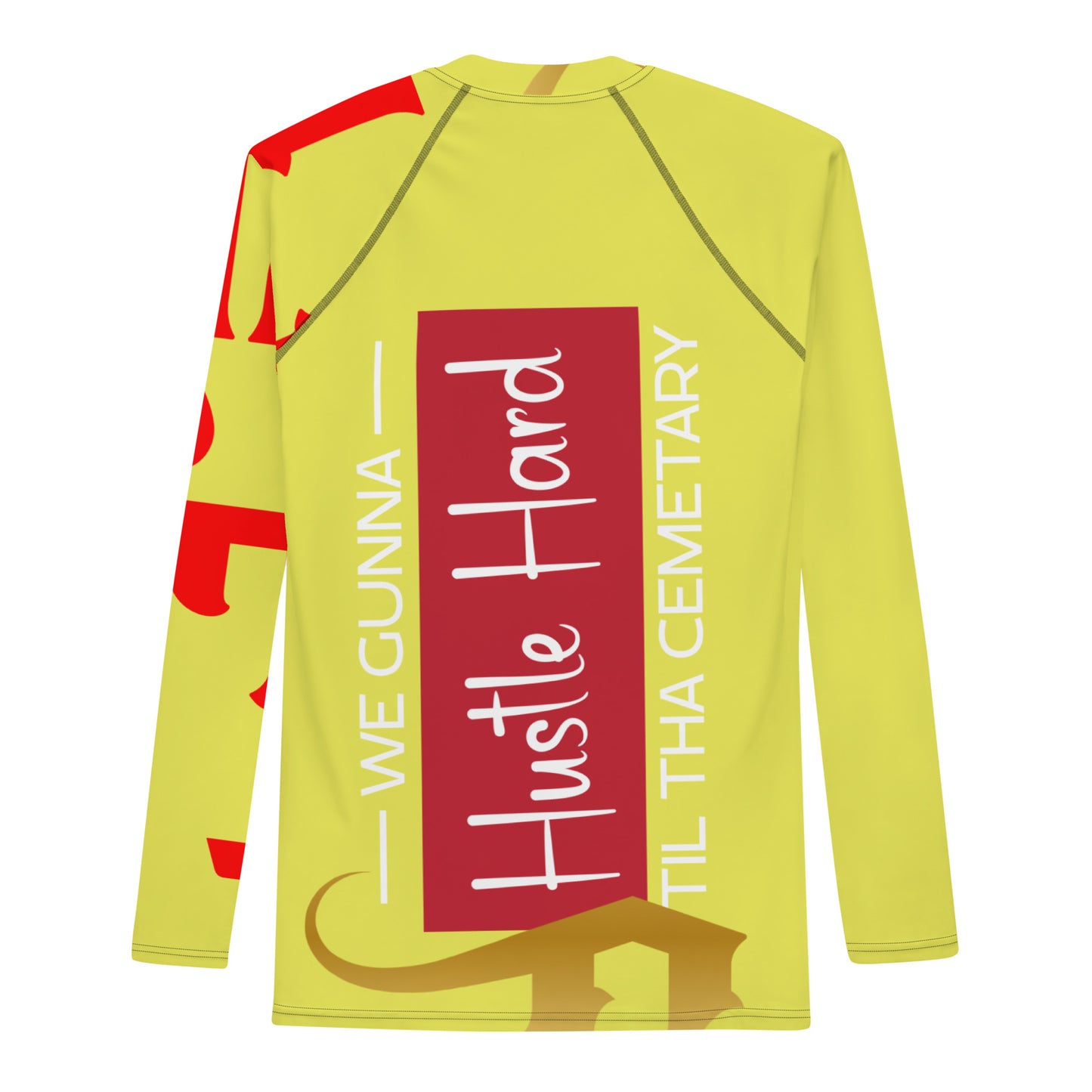 AM Yellow Gator Drip Exclusive Supa-Heavy Excess-Stunna Flex Alligator Playuz Limited Edition OG Multi-Logo Flawda Mane “We Gunna Hustle Hard Til Tha Cemetary” Men’s Playuz Rash Guard