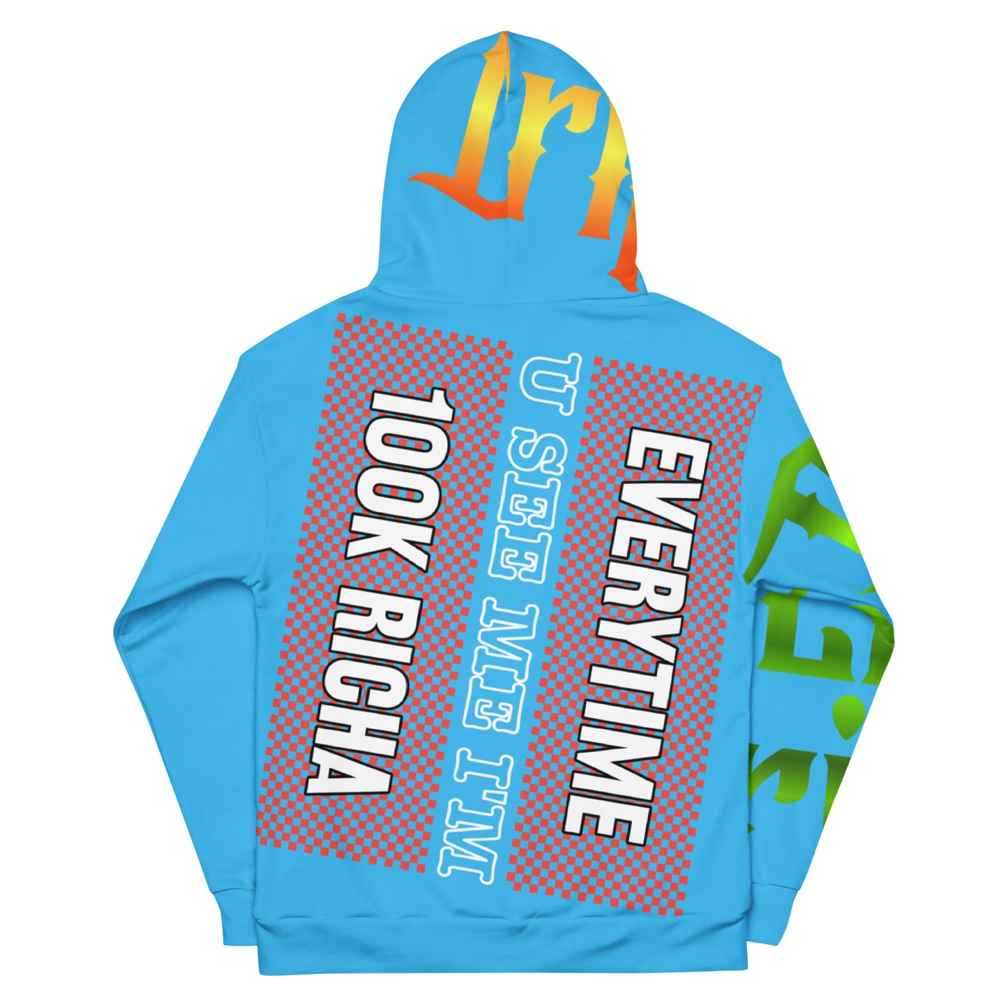 Deep Sky Blue Flawdawear x Gator Drip Supa-Heavy Excess-Stunna Hypa-Flex Limited Edition OG Rich Daddy “Everytime U See Me I’m 100k Richa” Unisex Playuz Hoodie