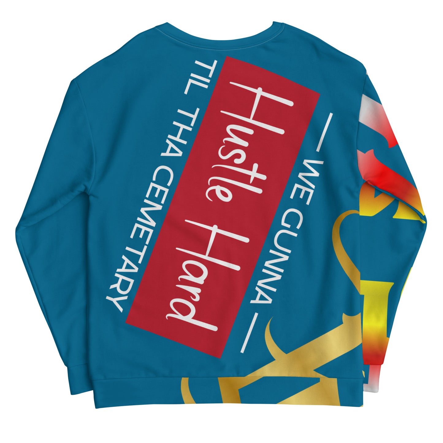Cerulean Gator Drip Exclusive Supa-Heavy Excess-Stunna Flex Alligator Playuz Limited Edition OG Multi-Logo Flawda Mane “We Gunna Hustle Hard Til Tha Cemetary” Unisex Playuz Sweatshirt