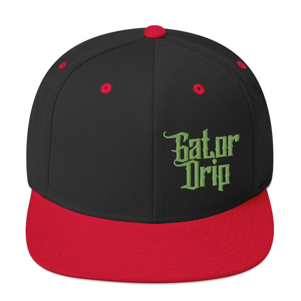 Black/Red Gator Drip x Yupoong 6089M Exclusive Supa-Heavy Excess-Stunna Hypa-Flex Alligator Playuz Limited Edition OG Kiwi Green Logo Classic Snapback Playuz Hat