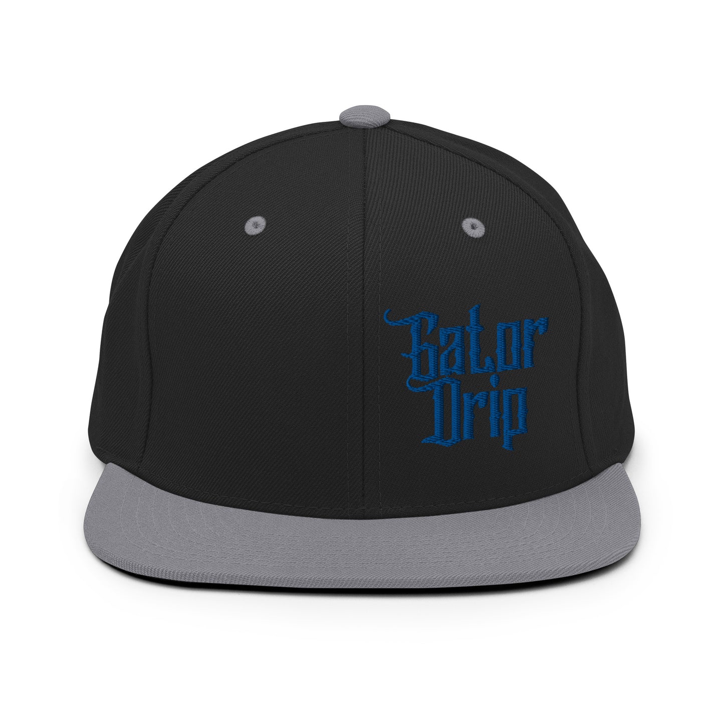 Black/Silver Gator Drip x Yupoong 6089M Exclusive Supa-Heavy Excess-Stunna Hypa-Flex Alligator Playuz Limited Edition OG Royal Blue Logo Classic Snapback Playuz Hat