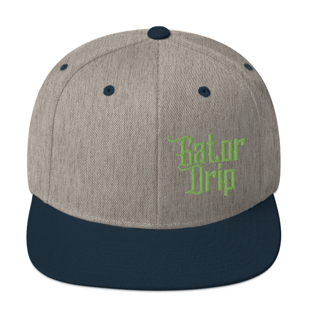 Heather/Grey/Navy Gator Drip x Yupoong 6089M Exclusive Supa-Heavy Excess-Stunna Hypa-Flex Alligator Playuz Limited Edition OG Kiwi Lime Logo Classic Snapback Playuz Hat