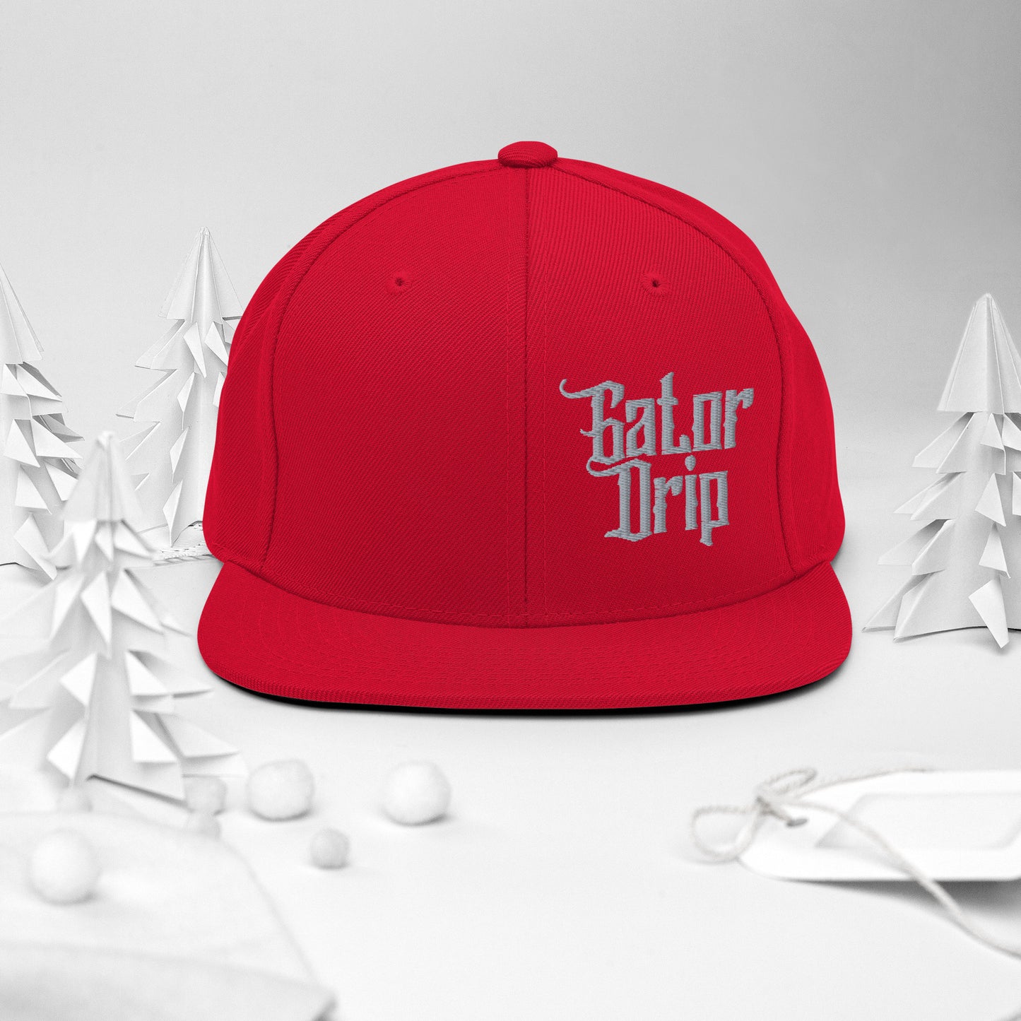 Red Gator Drip x Yupoong 6089M Exclusive Supa-Heavy Excess-Stunna Hypa-Flex Alligator Playuz Limited Edition OG Grey Logo Classic Snapback Playuz Hat