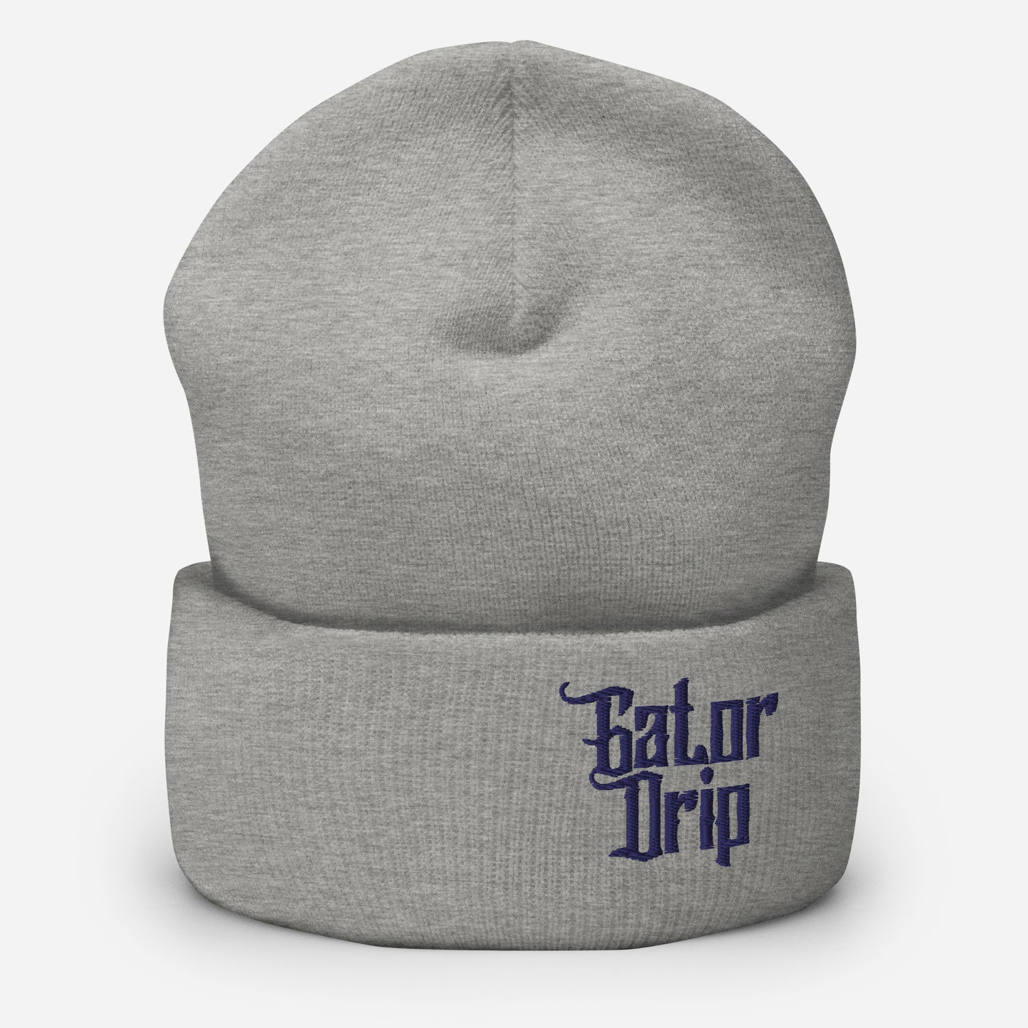 Heather Grey Gator Drip x Yupoong 1501KC Exclusive Supa-Heavy Excess-Stunna Hypa-Flex Alligator Playuz Limited Edition OG Navy Logo Cuffed Playuz Beanie