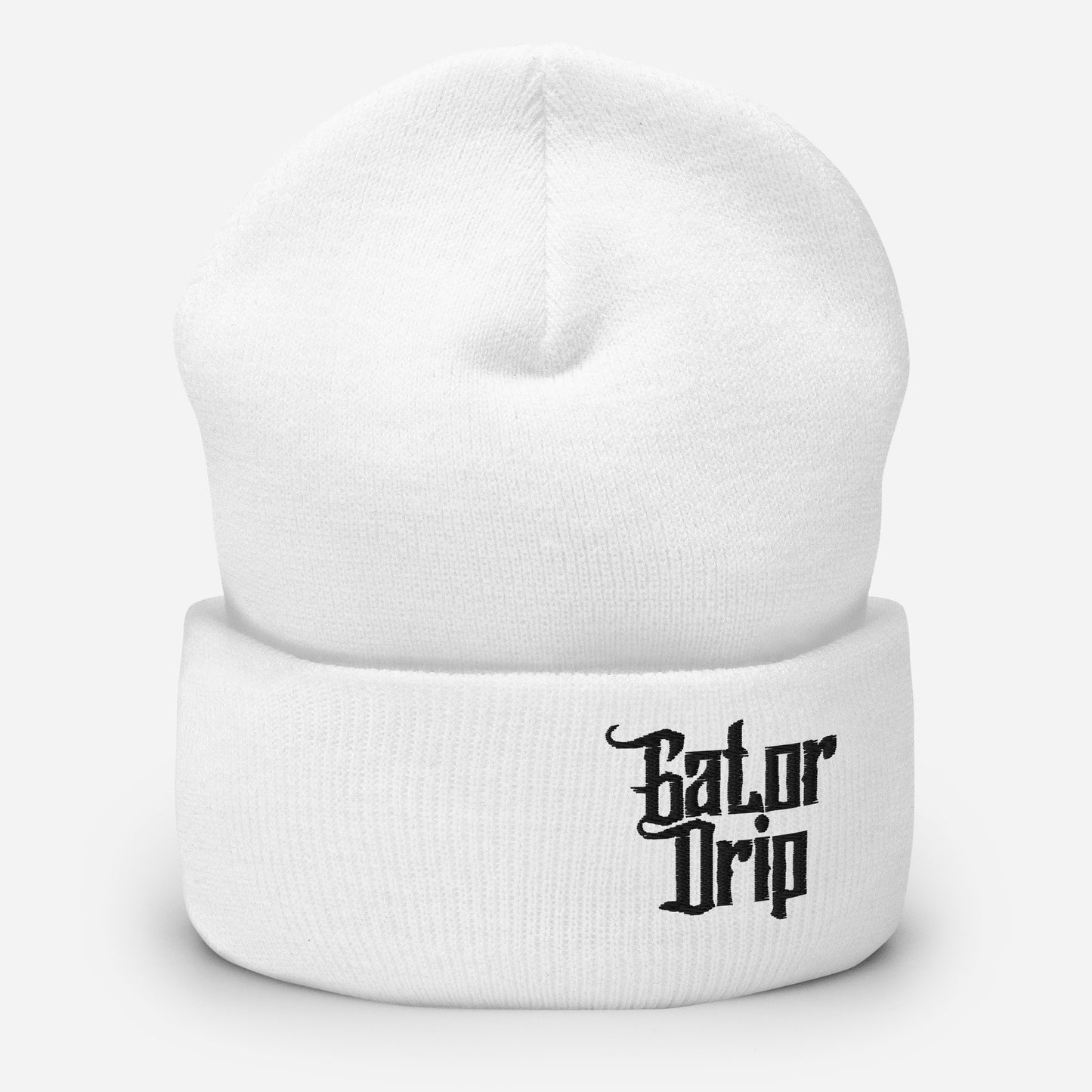 White Gator Drip x Yupoong 1501KC Exclusive Supa-Heavy Excess-Stunna Hypa-Flex Alligator Playuz Limited Edition OG Black Logo Cuffed Playuz Beanie
