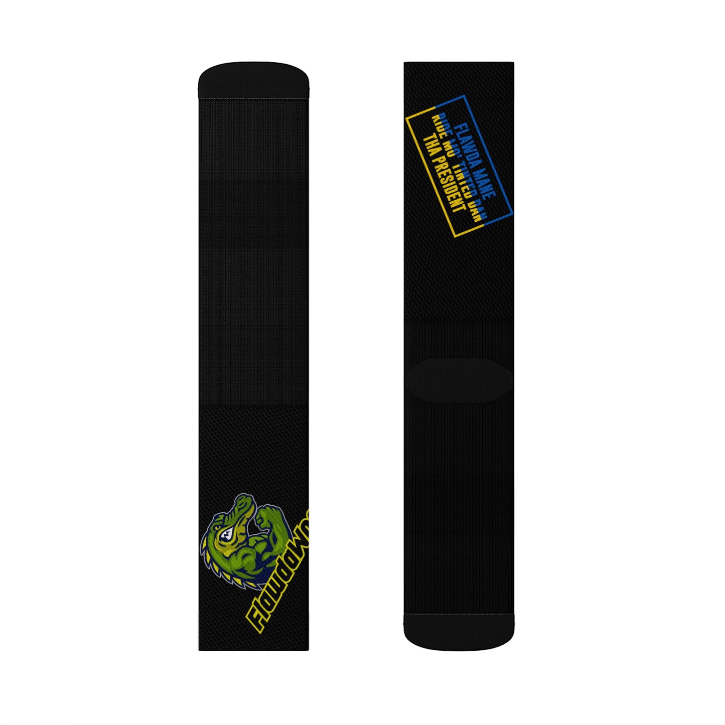 Black Flawdawear Limited Edition OG Flawda Mane “Flawda Mane Rid’n Mo’ Tinted Dan Tha President” Medium Playuz Socks