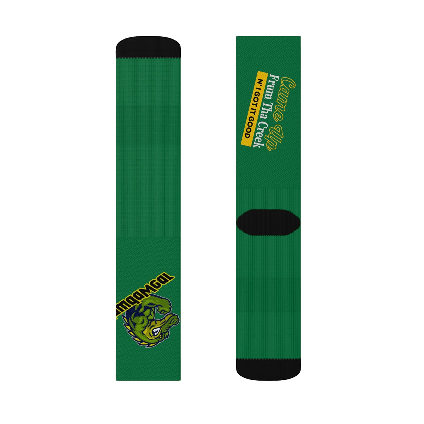 Dark Green Flawdawear Limited Edition OG Flawda Mane “Came Up Frum Tha Creek N’ I Got It Good” Medium Playuz Socks