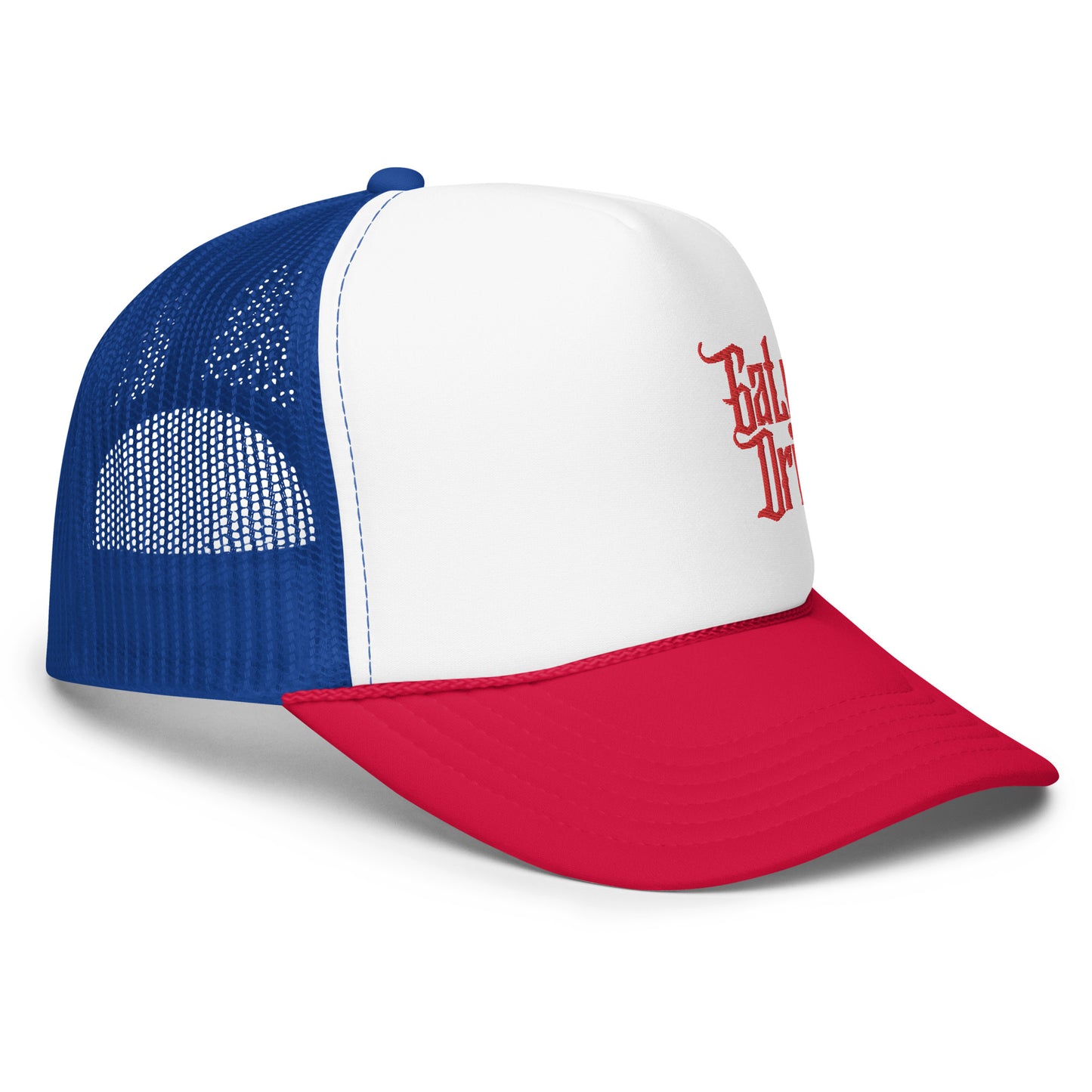 White/Royal/Red Gator Drip Exclusive Supa-Heavy Excess-Stunna Hypa-Flex Alligator Playuz Limited Edition OG Red Logo Foam Trucka Playuz Hat
