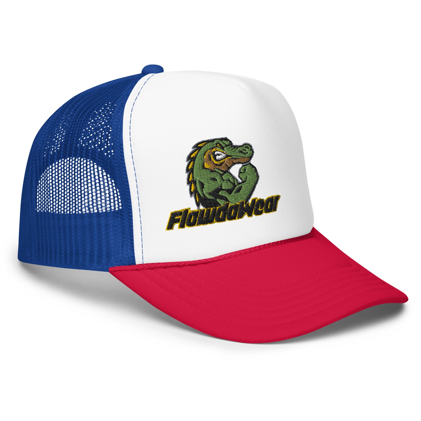 White/Royal/Red Flawdawear Flawda Mane Limited Edition OG Foam Trucka Playuz Hat