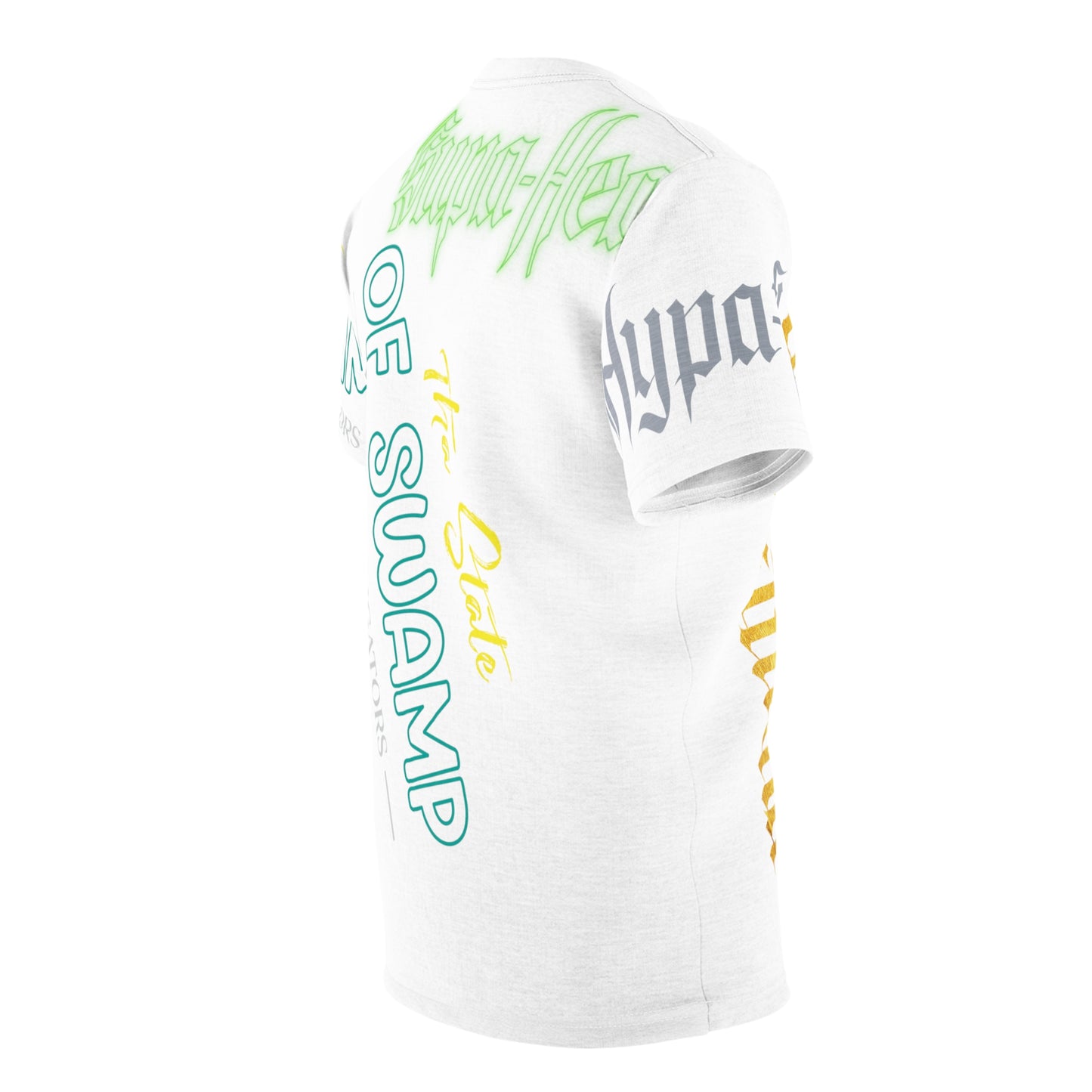 White Gator Drip Exclusive Supa-Heavy Excess-Stunna Hypa-Flex Limited Edition OG Flawda Mane “Tha State Of Swamp Rats N’ Alligators” Unisex Cut & Sew Playuz Tee