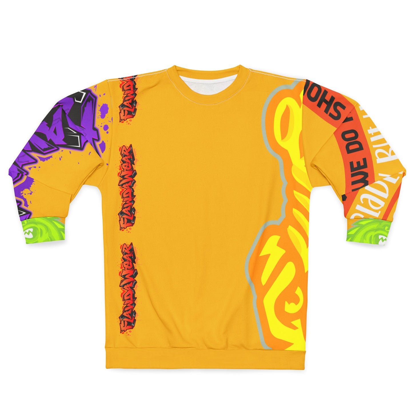 Yellow Flawdawear Limited Edition OG Rich Daddy “Will We Do A Show Gladly But U Gotta Pay Us In Bags G” Unisex Playuz Sweatshirt