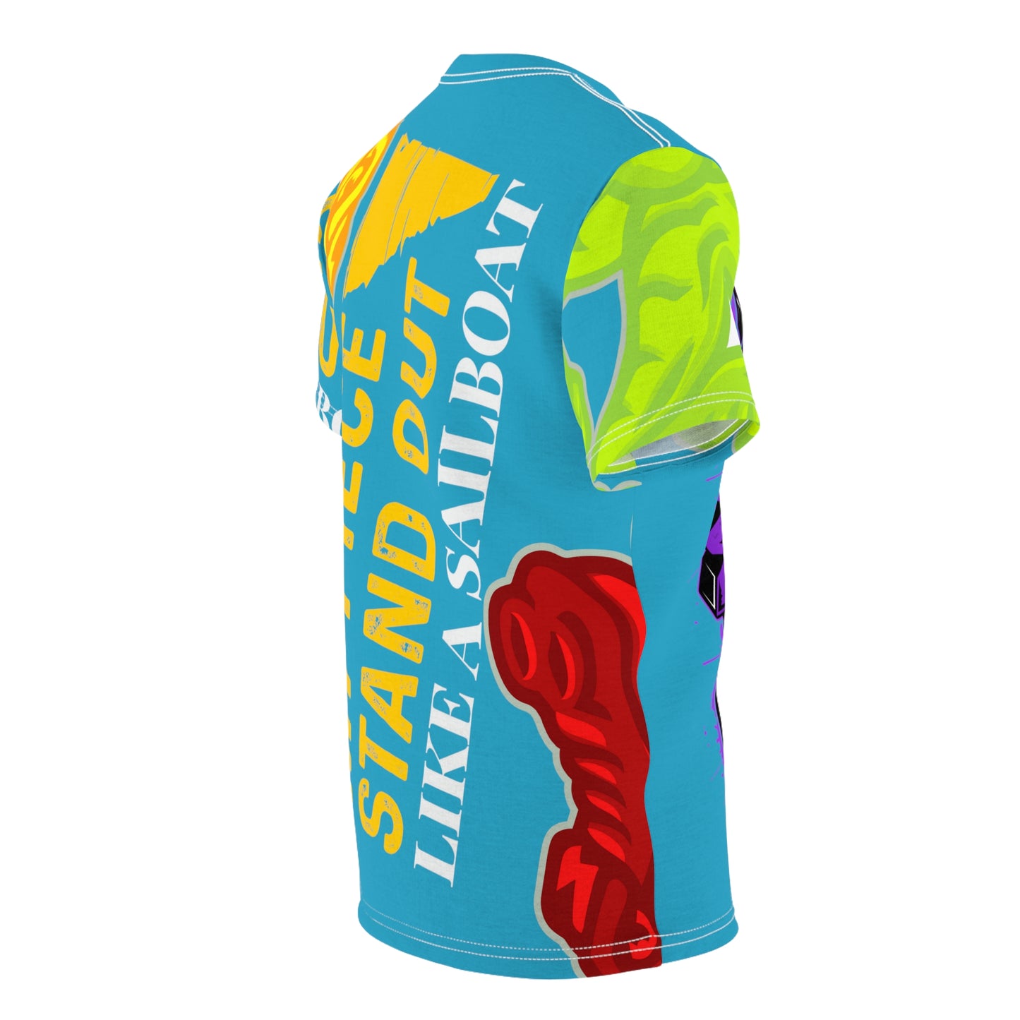 Turquoise Flawdawear Limited Edition OG Flawda Mane “My Piece Stand Out Like A Sailboat” Unisex Cut & Sew Playuz Tee