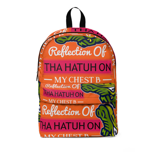 Orange Flawdawear Limited Edition OG Rich Daddy "Reflection Of Tha Hatuh On My Chest B" Classic Backpack