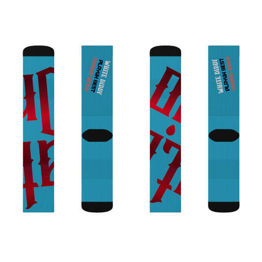 Turquoise Gator Drip Supa-Heavy Excess-Stunna Hypa-Flex Limited Edition OG Rich Daddy “White Diddy Playuh Best Friend Benji” Medium Playuz Socks
