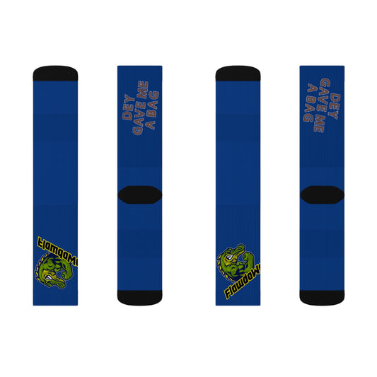 Dark Blue Flawdawear Limited Edition OG Alligator Papuh Playuz “Dey Gave Me A Bag” Medium Playuz Socks