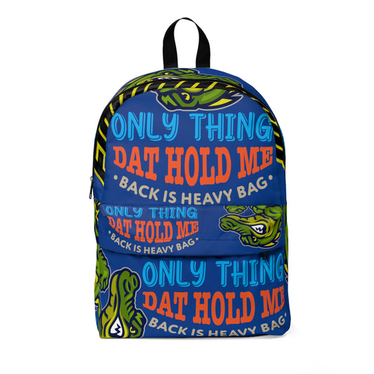 Blue Flawdawear Limited Edition OG Rich Daddy "Only Thing Dat Hold Me Back Is Heavy Bag" Classic Backpack